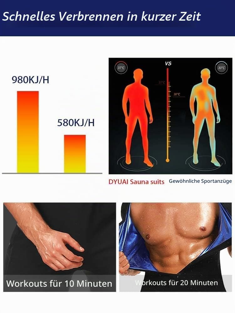 Sauna Anzüge für Männer Sauna Sweat Shirt Heat Trapping Weste Full Body Shaper Workout Top mit Shorts Übung Fitness Heat Trapping Sweat Taille Trainer