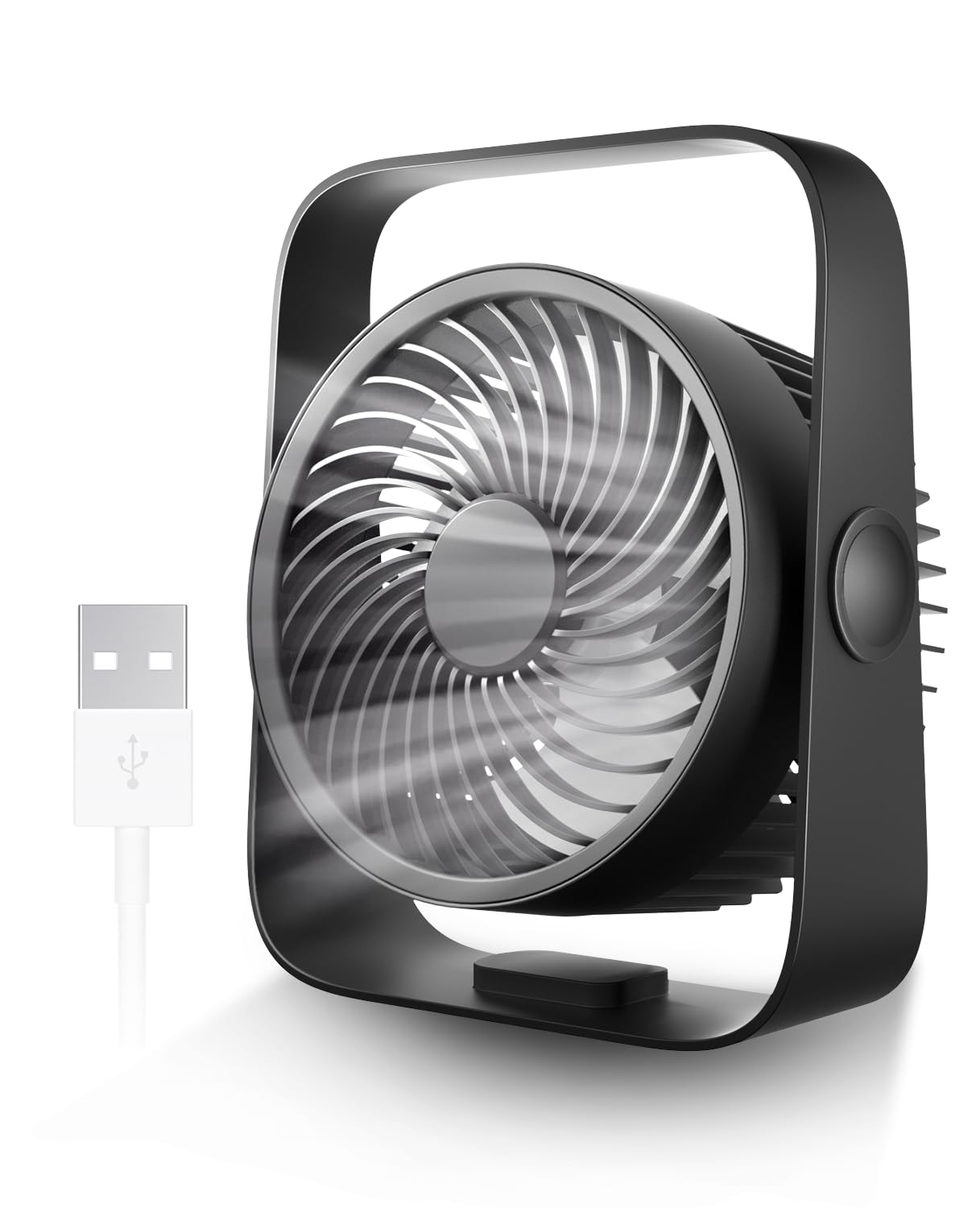 KONSIDEN Small Fan, 8 Inch USB Desk Fan, Quiet Office Fan, 4 Speed Winds, 360° Head Tilt, Detached Cover, Small Table Fan, Easy to Clean, Ideal for Bedroom, Office, Kitchen, Camping