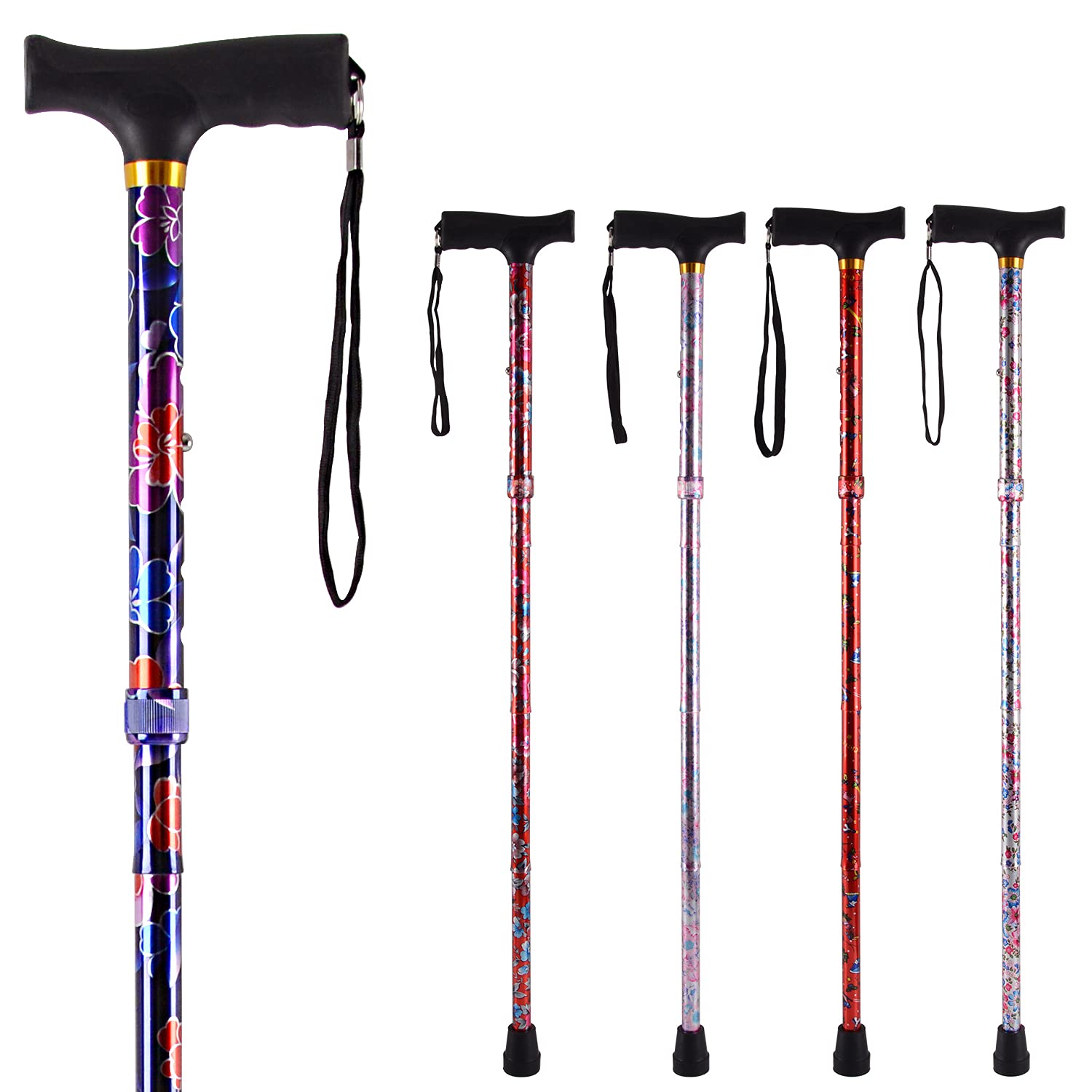 Walking Cane‎ YOKABOZE Folding Walking Cane for Men & Women, Foldable Adjustable Lightweight Walking Stick Balancing Mobility Aid Cane (Black White Mosaic)