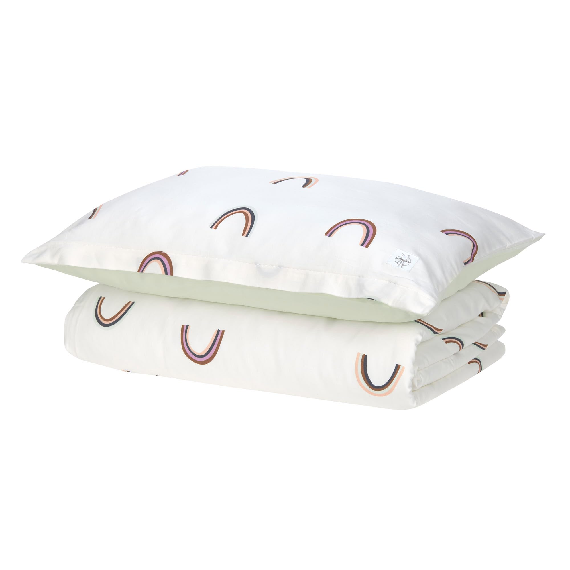 LÄSSIG Juego de Ropa de Cama Infantil de algodón orgánico, Certificado Gots de 2 Piezas, Juego de Cama Rainbow Milky/Menta