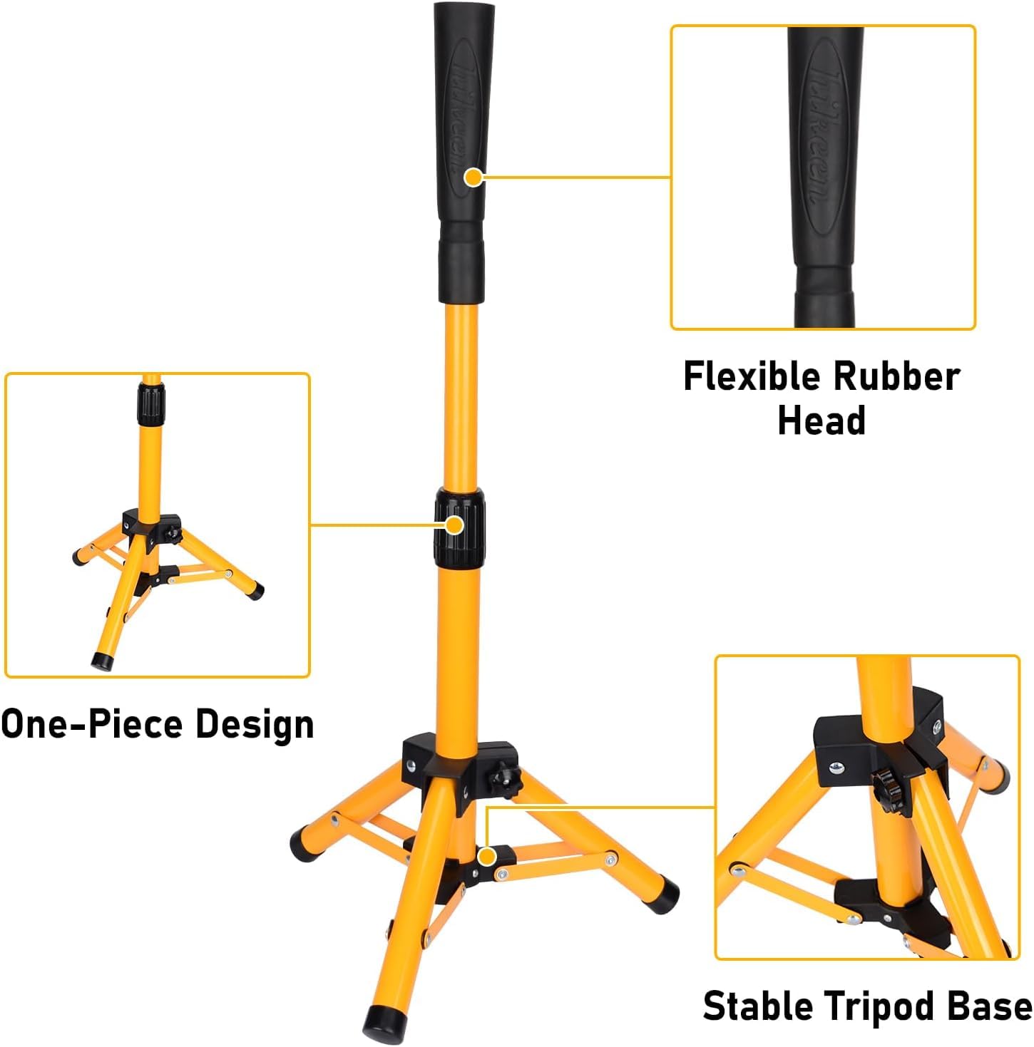 BOOSTEADY Baseball Batting Tee Portable, Hauteur Réglable Trépied de Softball, Tee de Frappe de Baseball Pliable, Tees d'Entraînement de Base-Ball avec Sac de Transport