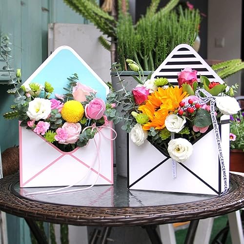 Miniatura 8 de BBJ WRAPS Caja de papel de envoltura de flores, cajas de embalaje de ramo de floristería para suministros de arreglos florales, 5 unidades, 7.9 x