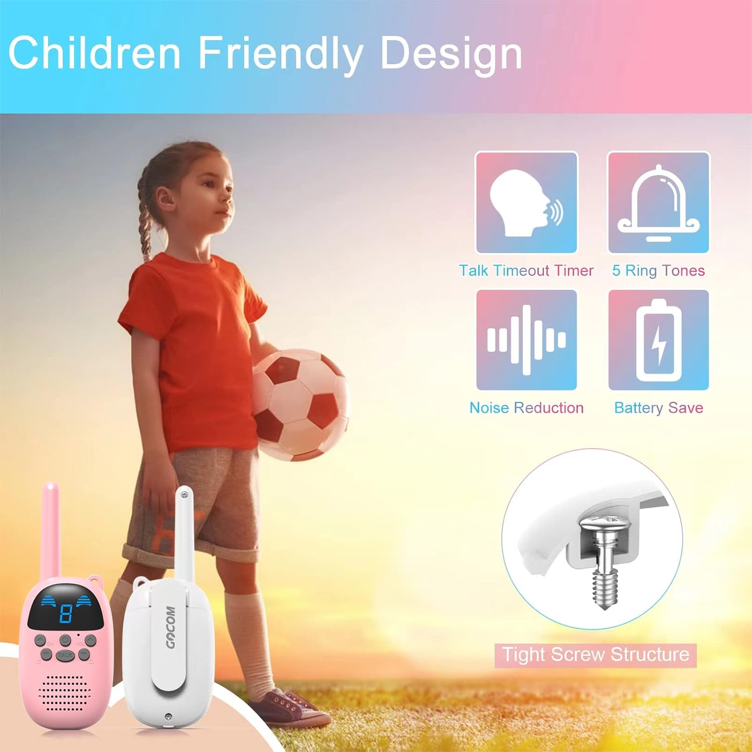 Walkie Talkie Para Niños Tesoyzii, Juguete De Comunicación Con Alcance Largo, Pantalla LCD, Linterna Y Clip, Regalo Para Peques De 3 A 12 Años En Aventuras Al Aire Libre
