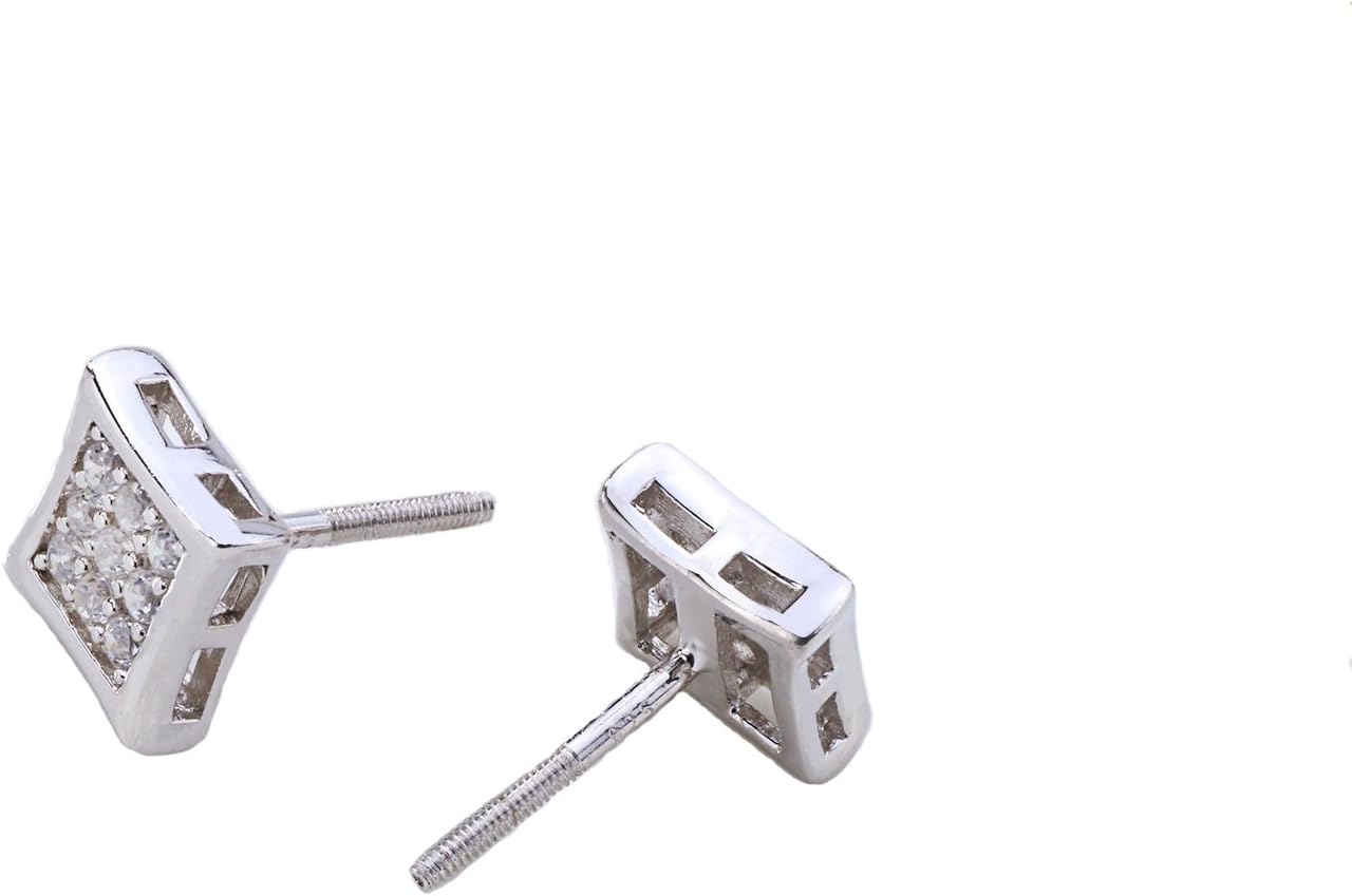 VANAXIN Square 925 Pure Silver Plated Gold Earrings High Quality Women's Ear Nail Gift Jewellery for Mom and Wife/Beautiful Gift Box（Platinum plating）