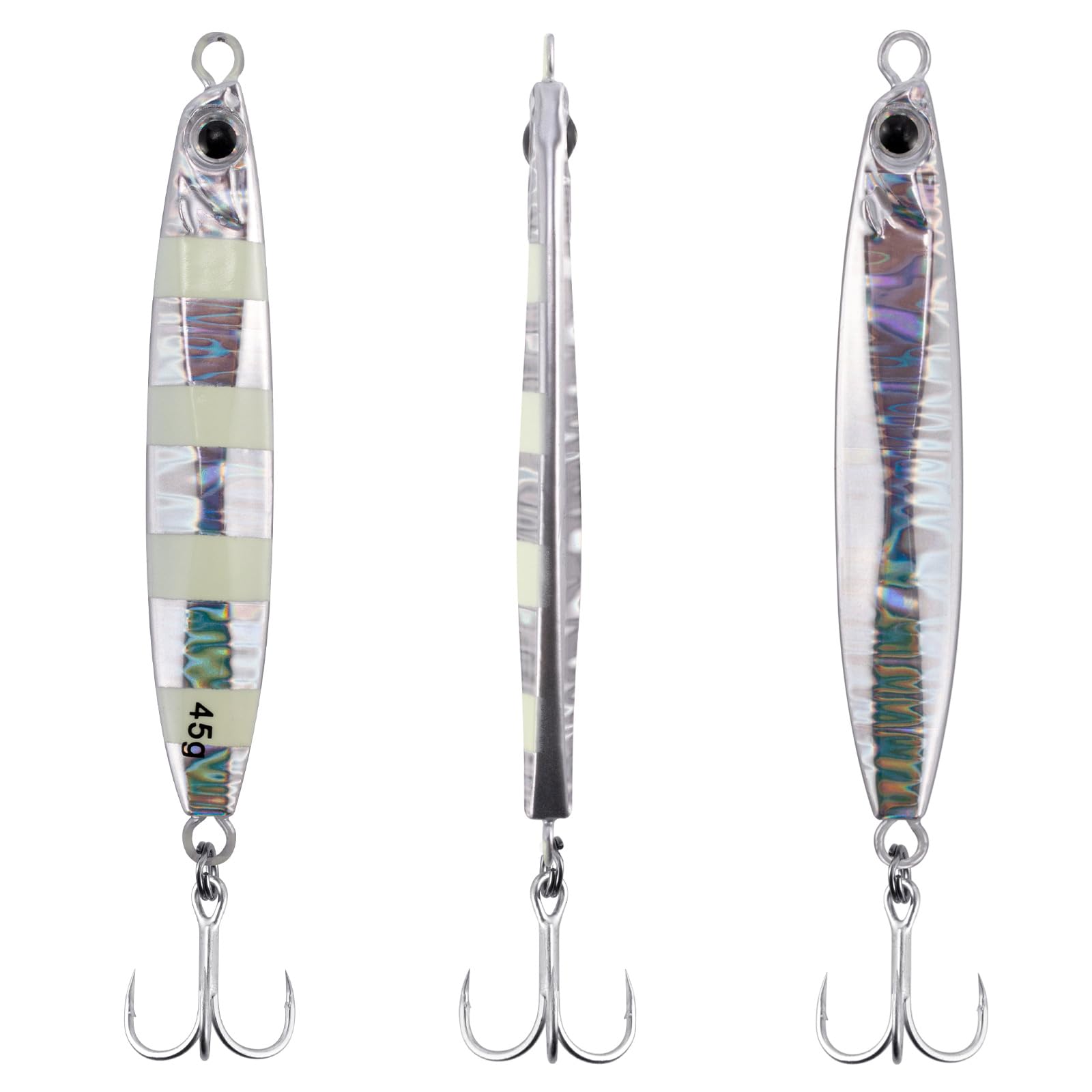 Dr.Fish 3 Pack Saltwater Fishing Jigs Jigging Spoon Fishing Lures Offshore Glow Vertical Diamond Metal Casting Jig Saltwater Striper Snapper Mackerel