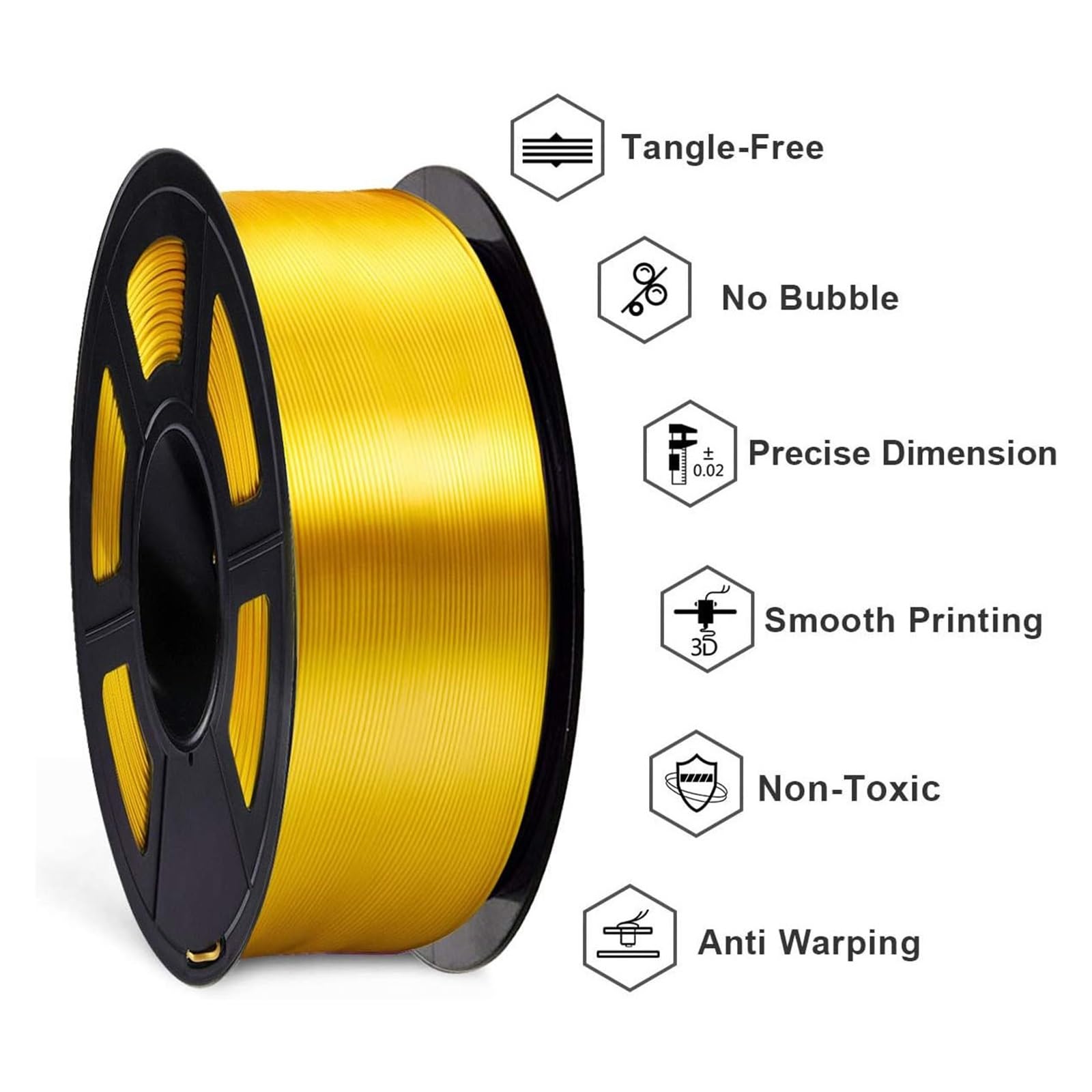 Filamento PLA Silk Gold 1,75 mm 250 g Acabado brillante(Gold 250g)