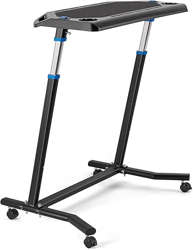 Miniatura 7 de CXWXC Escritorio de ciclismo para interiores, soporte de computadora de altura ajustable, superficie antideslizante, escritorio portátil para