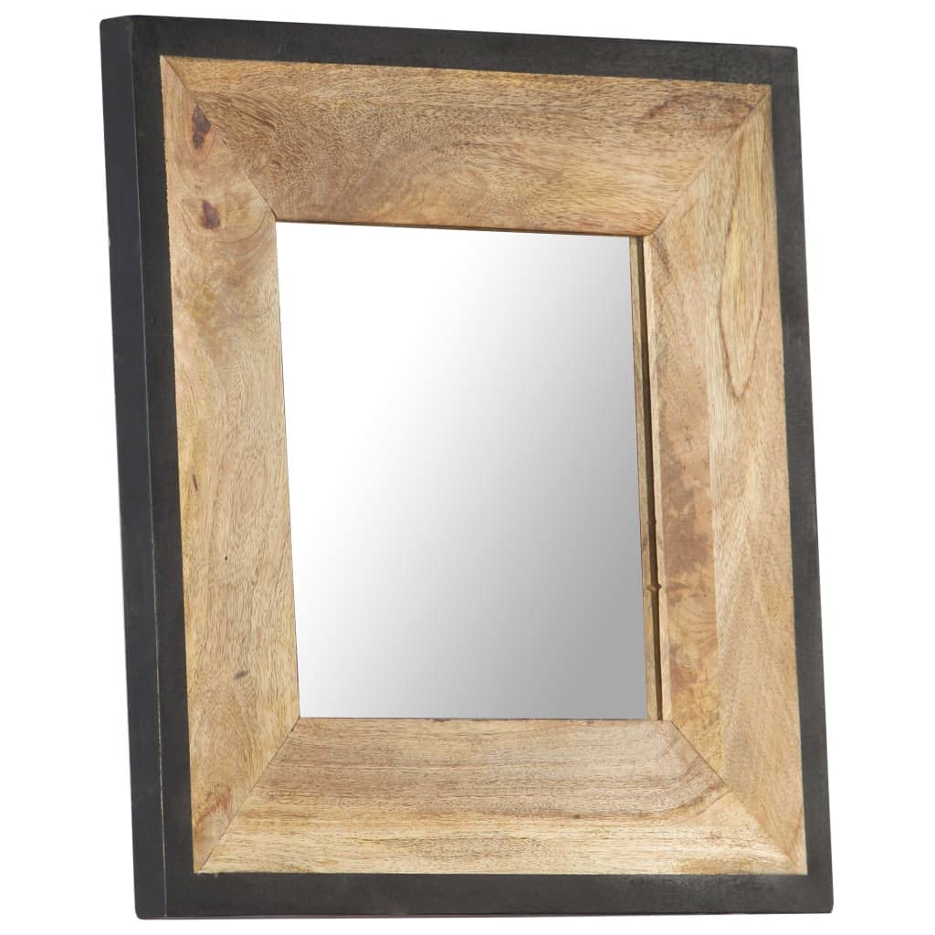 Spiegel 50 x 50 cm aus massivem Mangoholz mit natürlichem Finish, Wand oder Standspiegel für Flur Bad, Deko für Schlafzimmer, auch für Kosmetik und Rasur