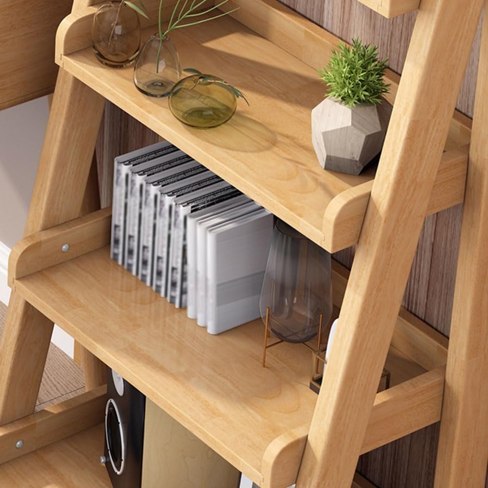 Libreria Scaffale a Scala in Legno a 5 Livelli, Ripiani portaoggetti inclinati Multiuso autoportanti, libreria Aperta for Camera da Letto, Soggiorno, Bagno, Cucina, Ufficio