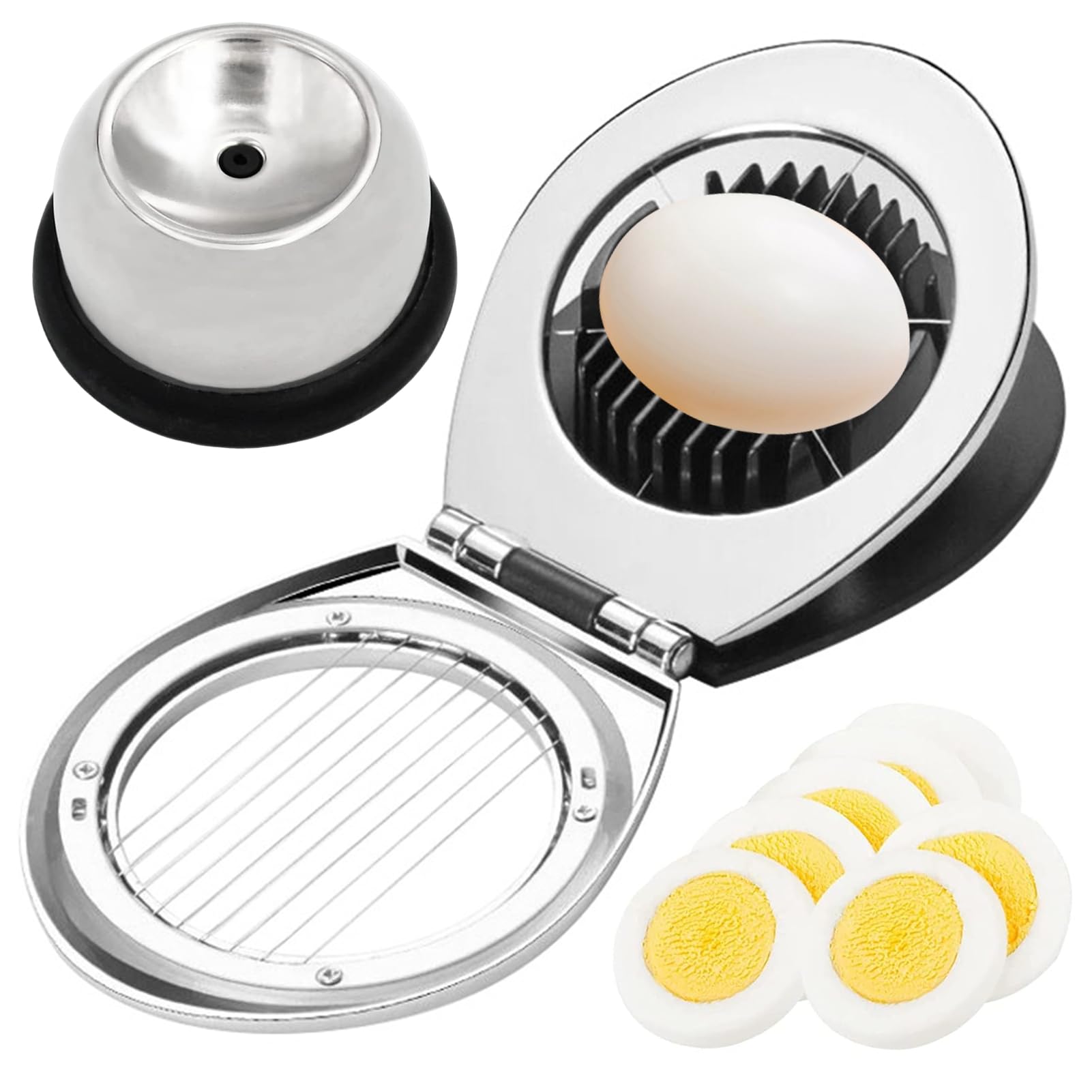 2pcs Egg Piercer for Ra w Eggs Stainless Steel Egg Poker Egg Piercer for Hard Boiled Eggs with Sturdy Base Egg Hole Puncher for Boiled Egg Easy Egg Peeler Kitchen Gadget (2pcs/black)