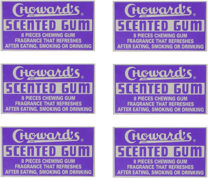 C HOWARD'S Breath Mints Candy, 15 Mints Per Pack, Individually Wrapped - Guava Tropical - Violet - Spearmint - Peppermint - Lemon - Scented Gum - Great For Parties, Holidays, Gifts & More! (SCENTED GUM, 6 Count)