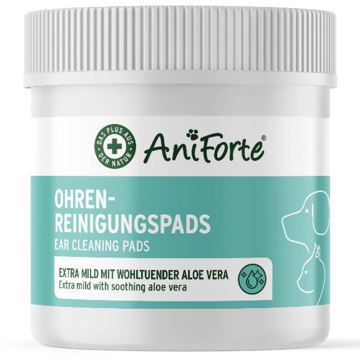 AniForte Ohren Reinigungspads für Hunde & Katzen 100 Stück – Besonders weiche & milde Reinigungstücher für die Ohrenhygiene, sanfter Ohrenreiniger zur Pflege & Reinigung