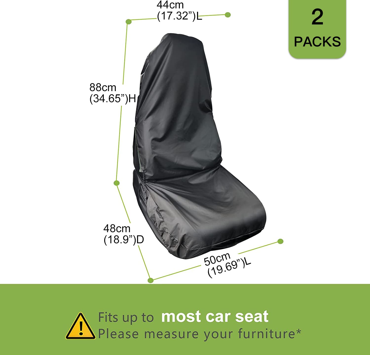 Housse De Siège Avant Voiture AWNIC - Protection Imperméable Noire Universelle Avec Poche Arrière