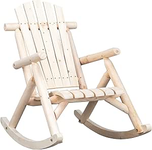 Amazon.com : Ochine Wooden Rocking Chair Fir Log Adirondack Rocker Log ...