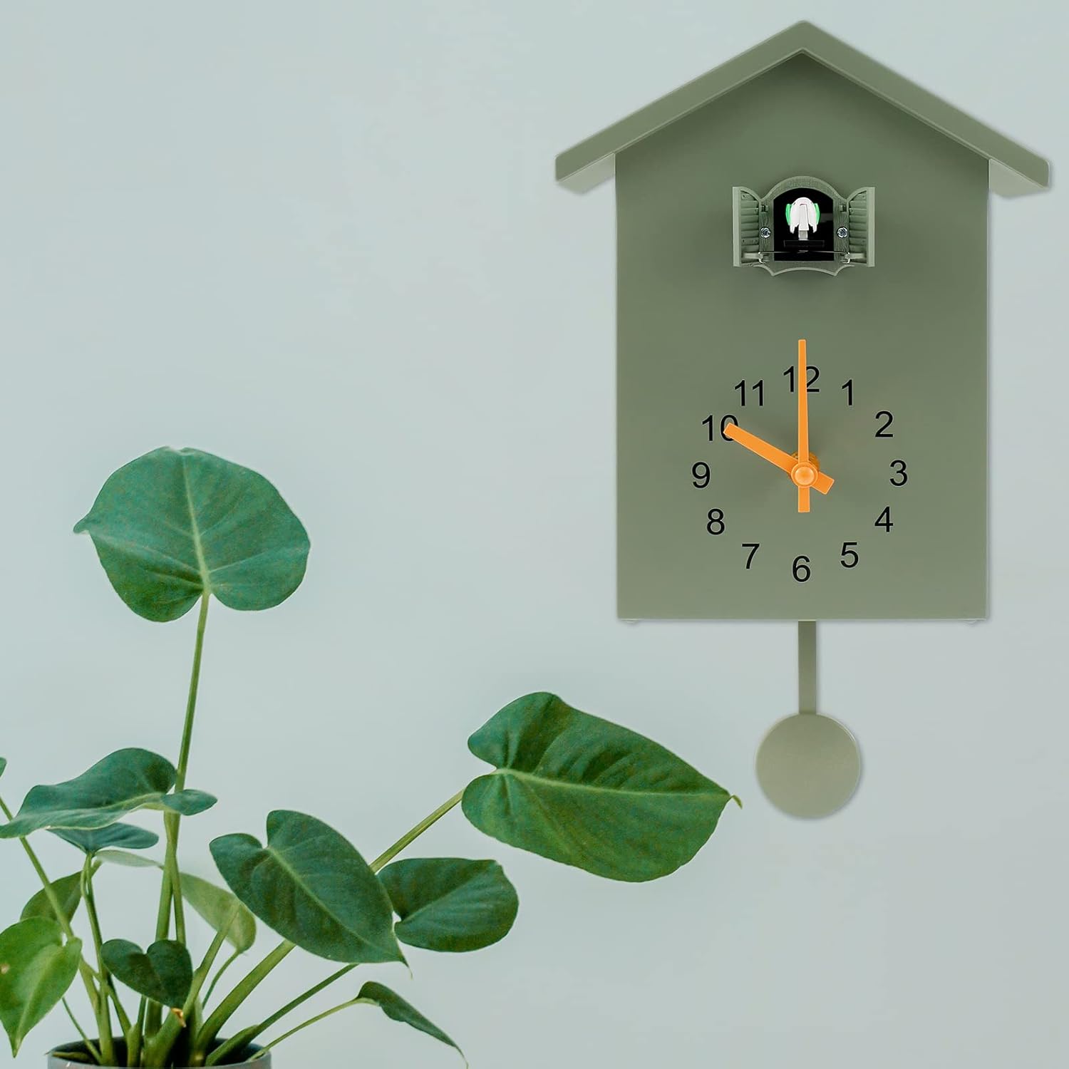 Cuckoo Clock Cuckoo Wall Clock, Cuckoo Bird Voices Call, Design Clock Pendulum, with Pendulum, Battery Powered for Wall Art Home Living Room Kitchen Office Decoration(No Battery)