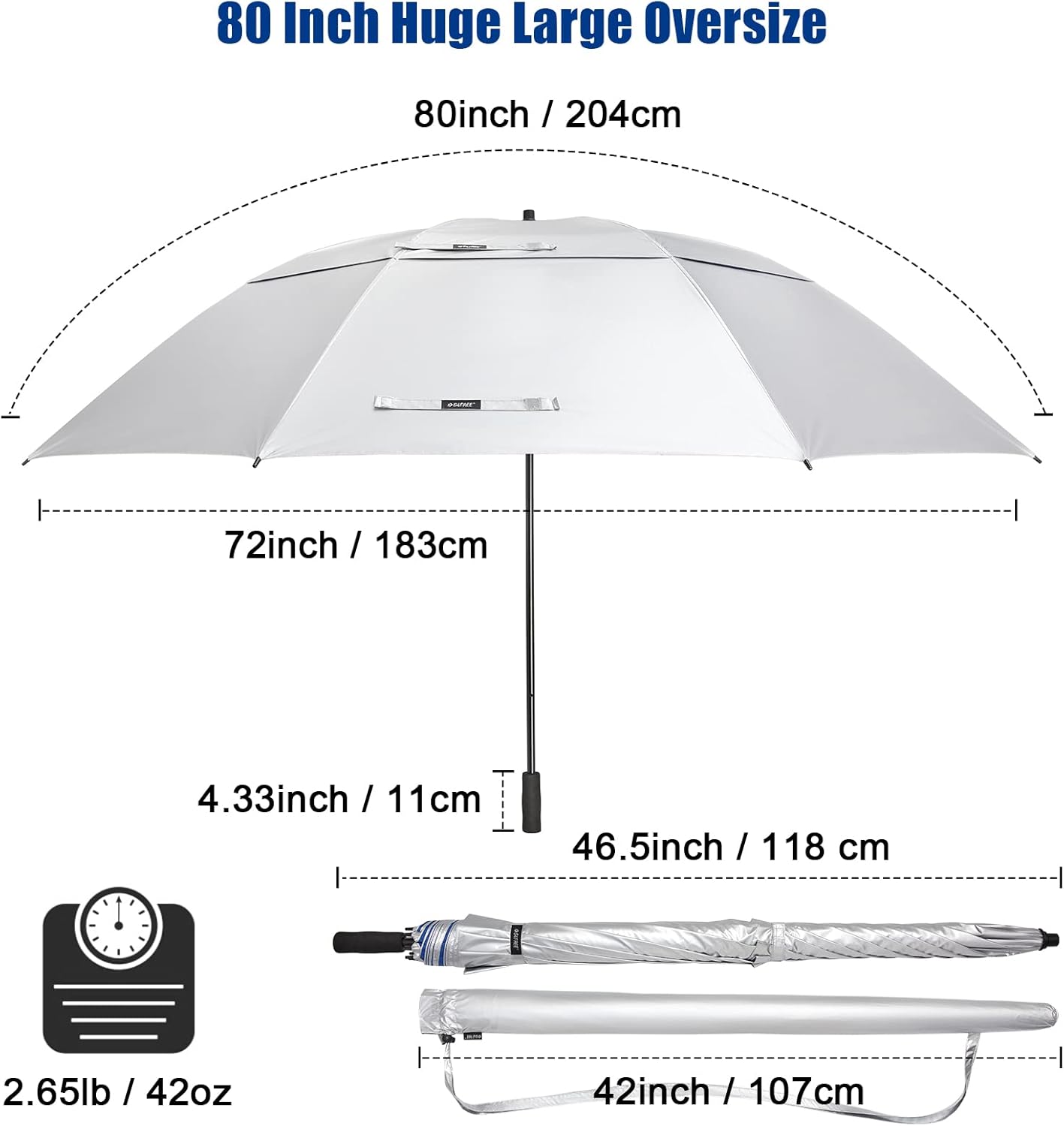 Golfschirm részletei és funkciók