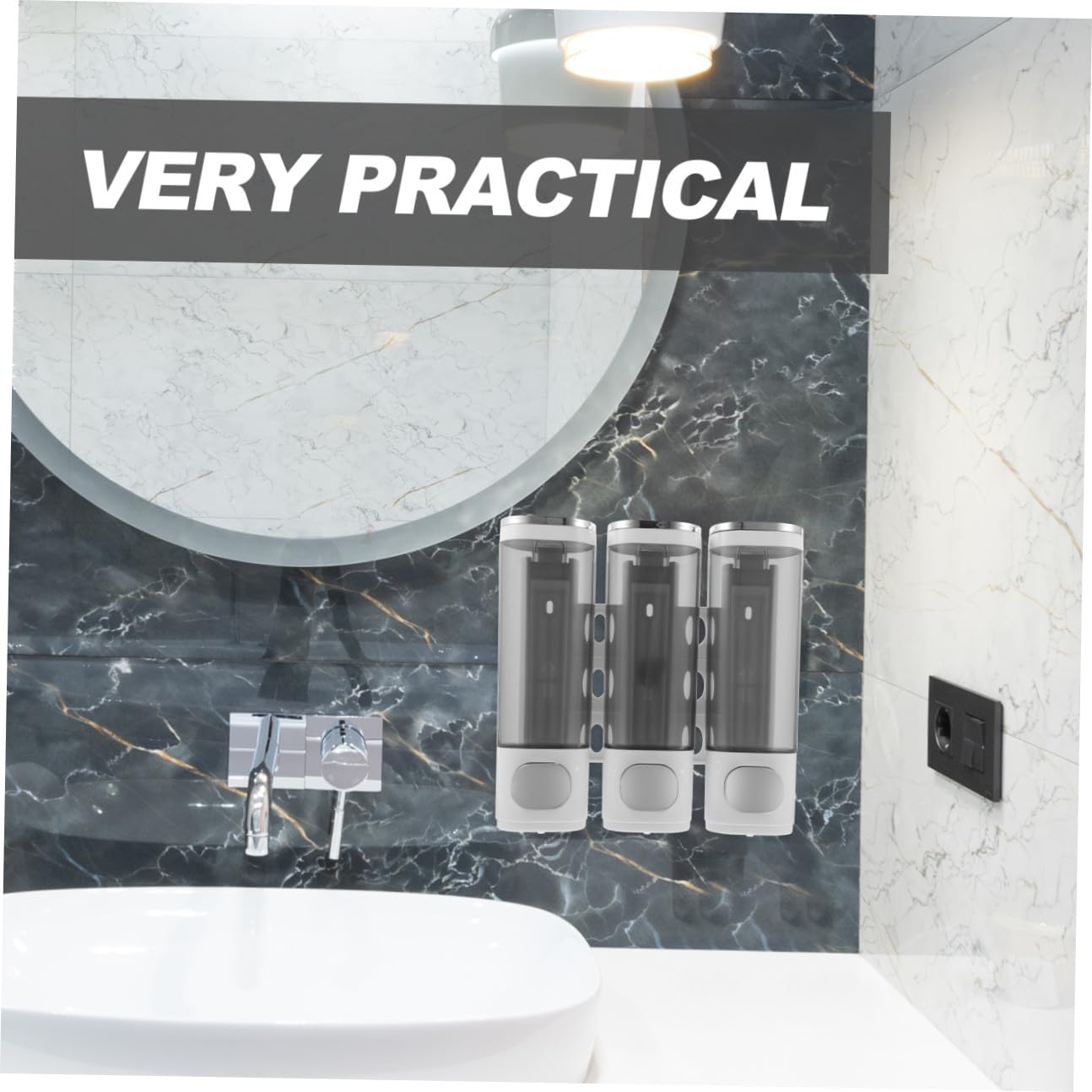 Dispensador de Jabón de Pared para Baño de 3 Cámaras Abs