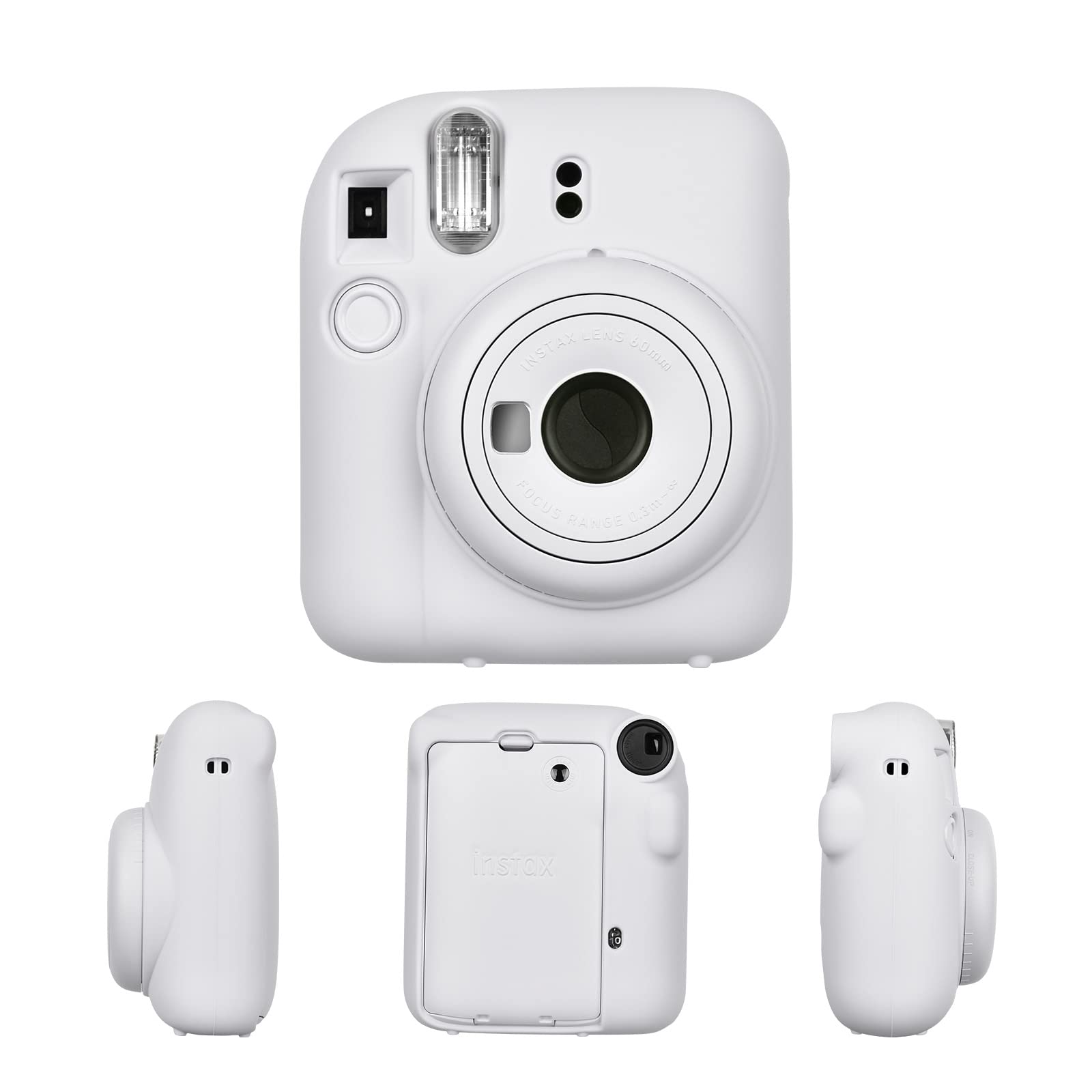 HIYQIN Soft Silicone Protective Case for Fuji Instax Mini 12 Instant Camera, Perfect Fit with Precise Cutting Holes, Multi Colors Available (White)