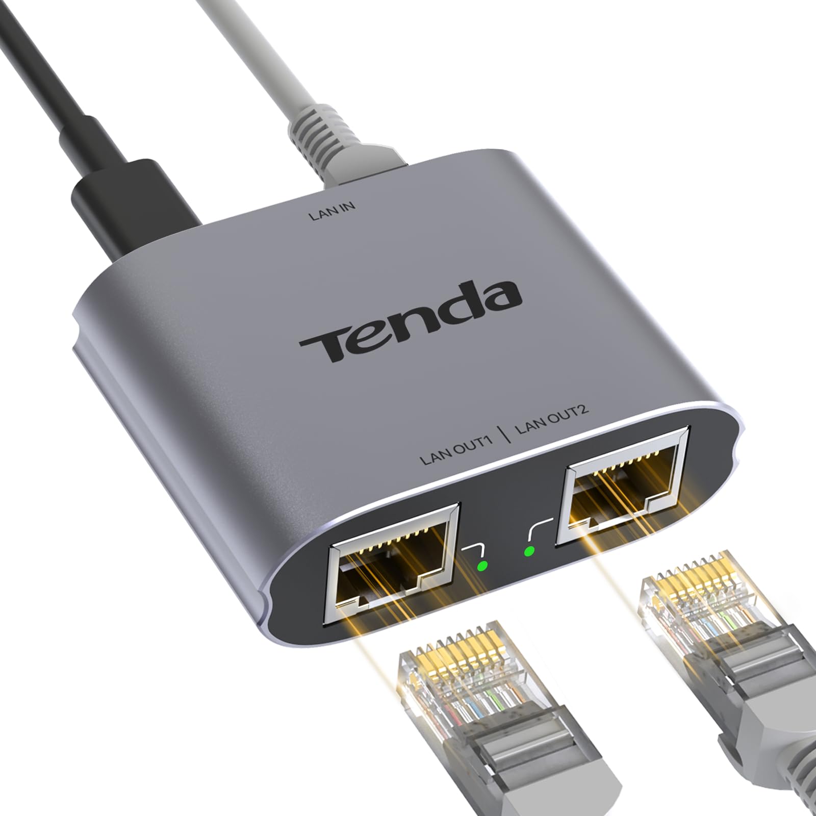 Tenda Switch Ethernet 1 a 2, RJ45 2 Porte 1000 Mbps Switch di Rete LAN Gigabit, Splitter di Rete Cat5/5e/6/7/8, Distribuitore di Cavi Gigabit Ethernet per Computer, Router (SG103M)