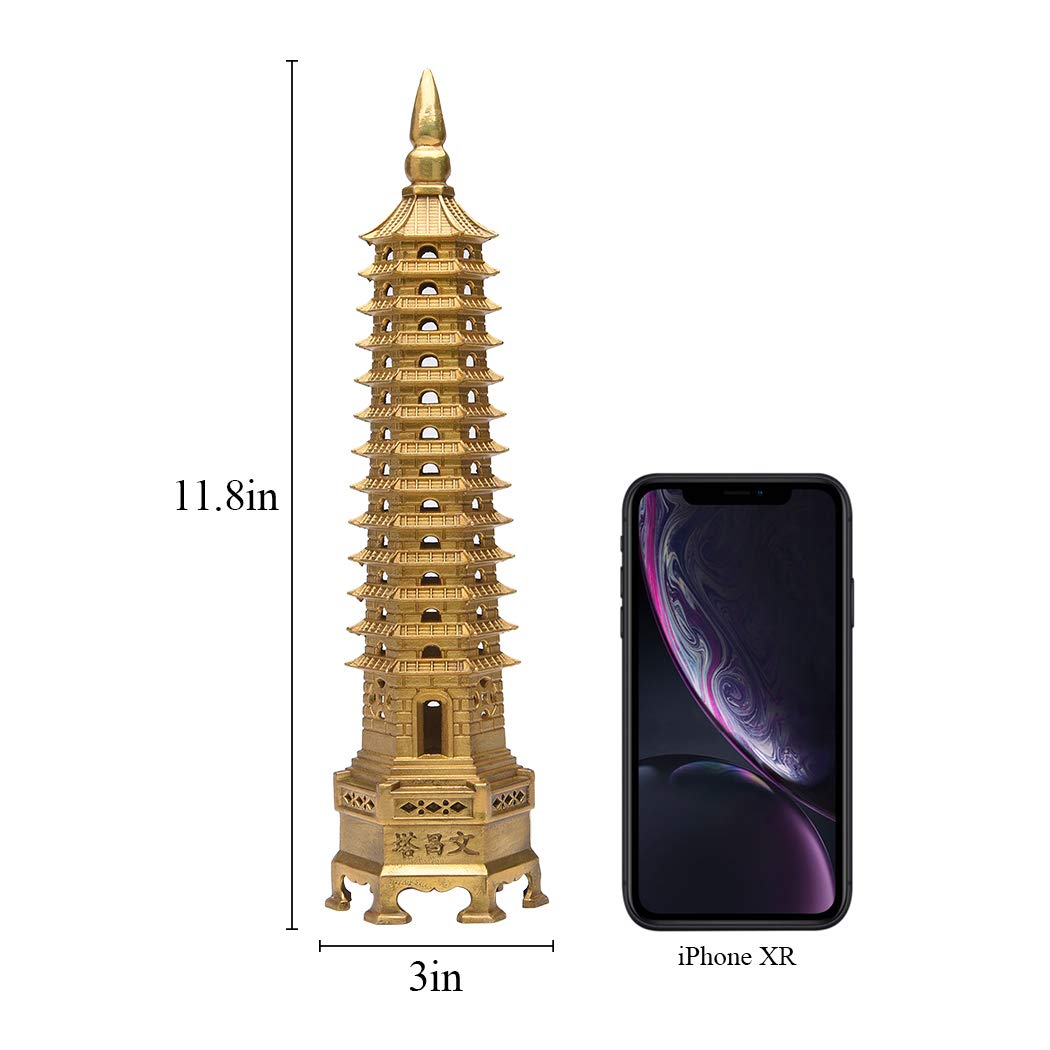 Amazon.com: 黃銅風水雕像文昌寶塔13 層塔12 英吋(約30.0 公分)長度