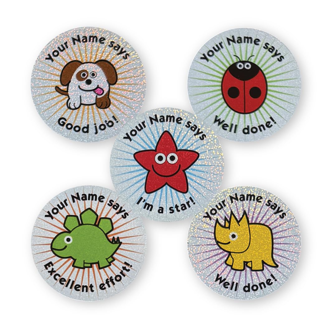 Sparkly Personalised Reward Stickers - Mixed Image & Mixed Character from The Sticker Factory