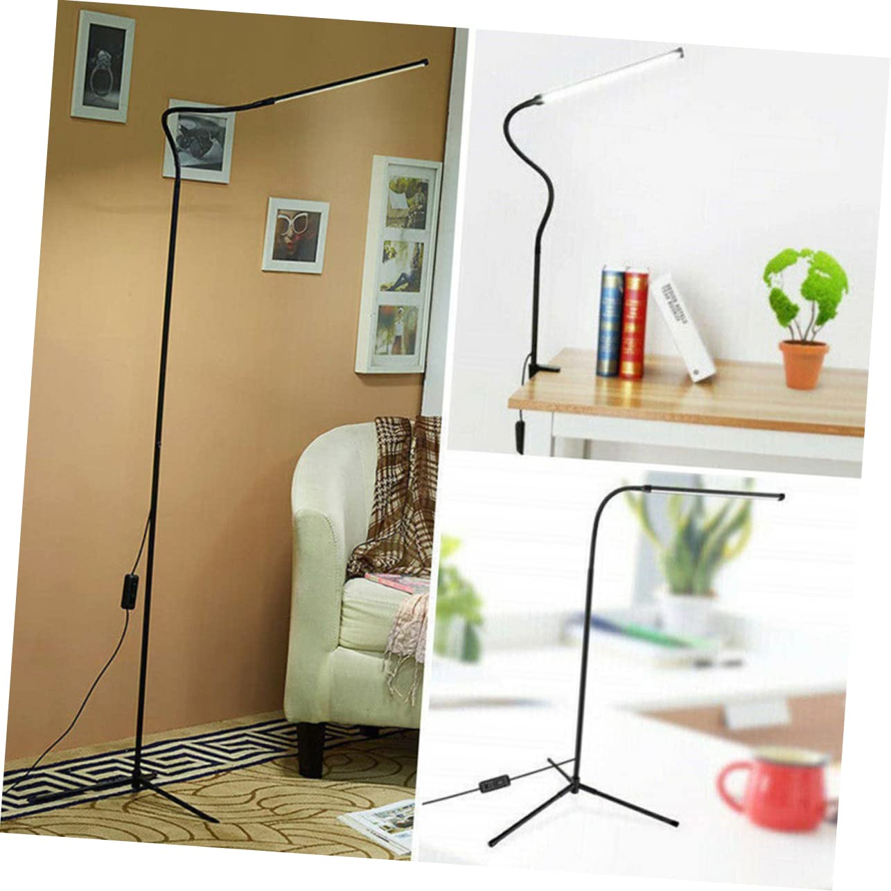 SHINEOFI 1 Ensemble Lampe de Lecture LED Flexible avec Clip Lampe de Bureau Dimmable Lampadaire Ajustable pour Chambre Salon