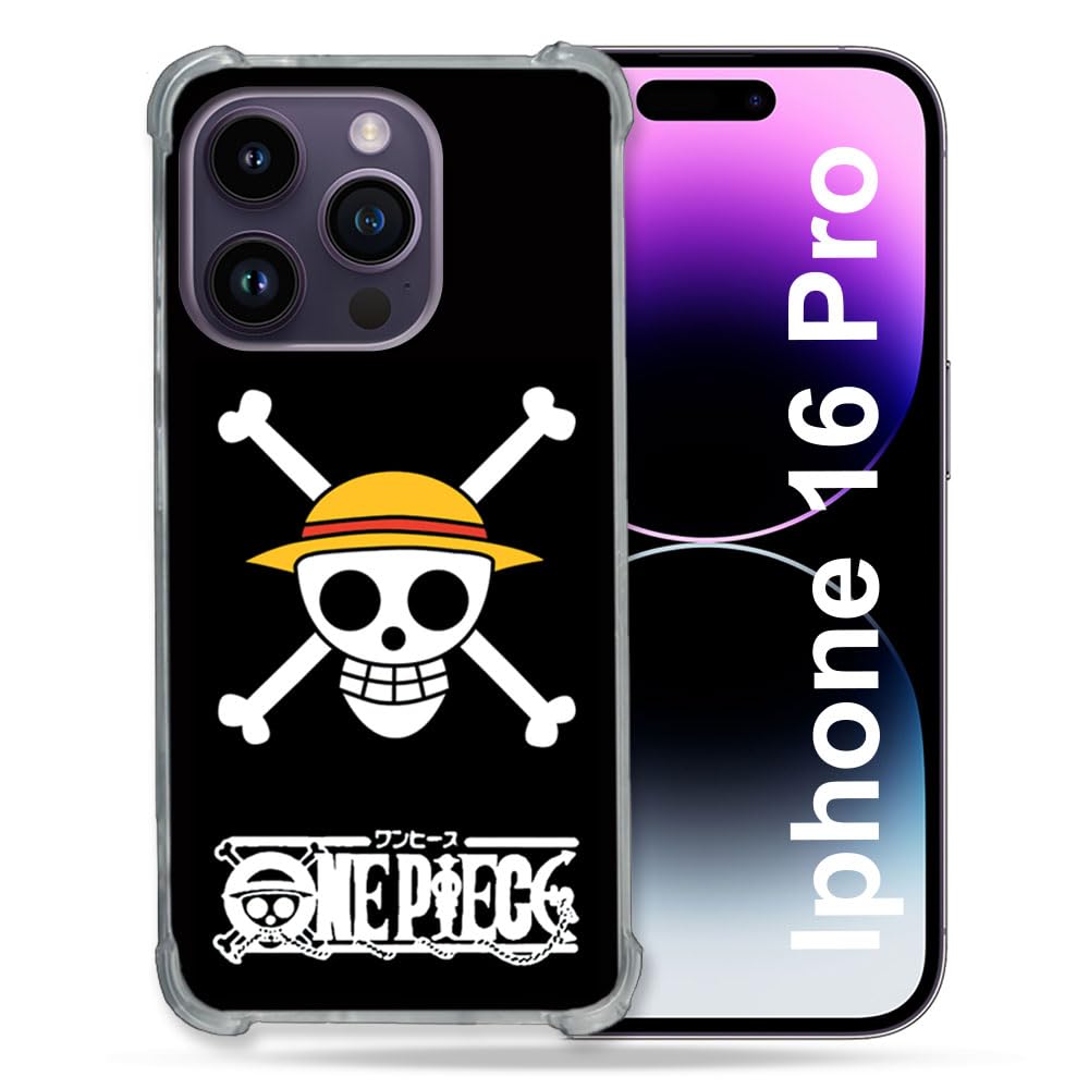 Cokitec Reinforced Case for Apple iPhone 16 Pro Manga One Piece Skull Design