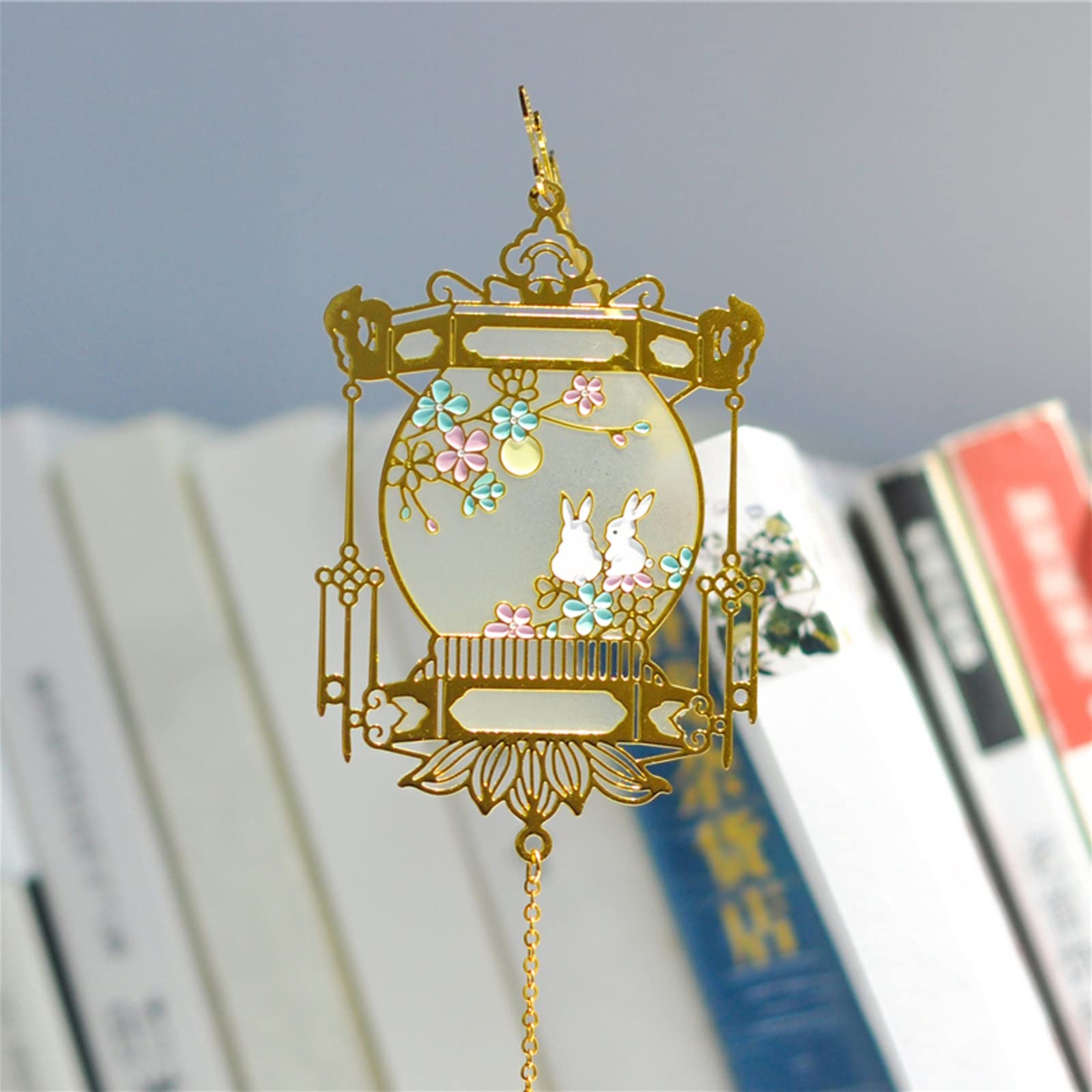 Signet Lanterne Signet avec chaîne Chinois Style Cade-Cadeau Signets en métal Glow dans l'obscurité Le Cadeau Parfait for Les lecteurs signets pour Hommes Femmes