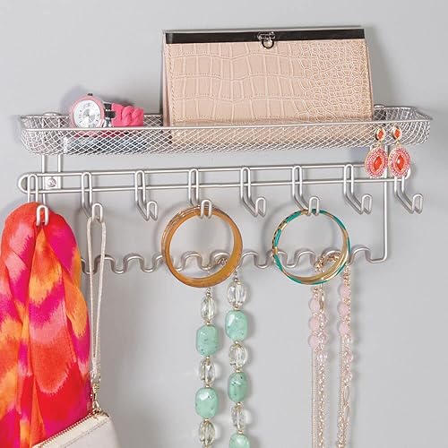 Miniatura 3 de mDesign Organizador decorativo de metal para accesorios Para colgar en la pared y guardar collares pulseras anillos aretes lentes de sol billeteras