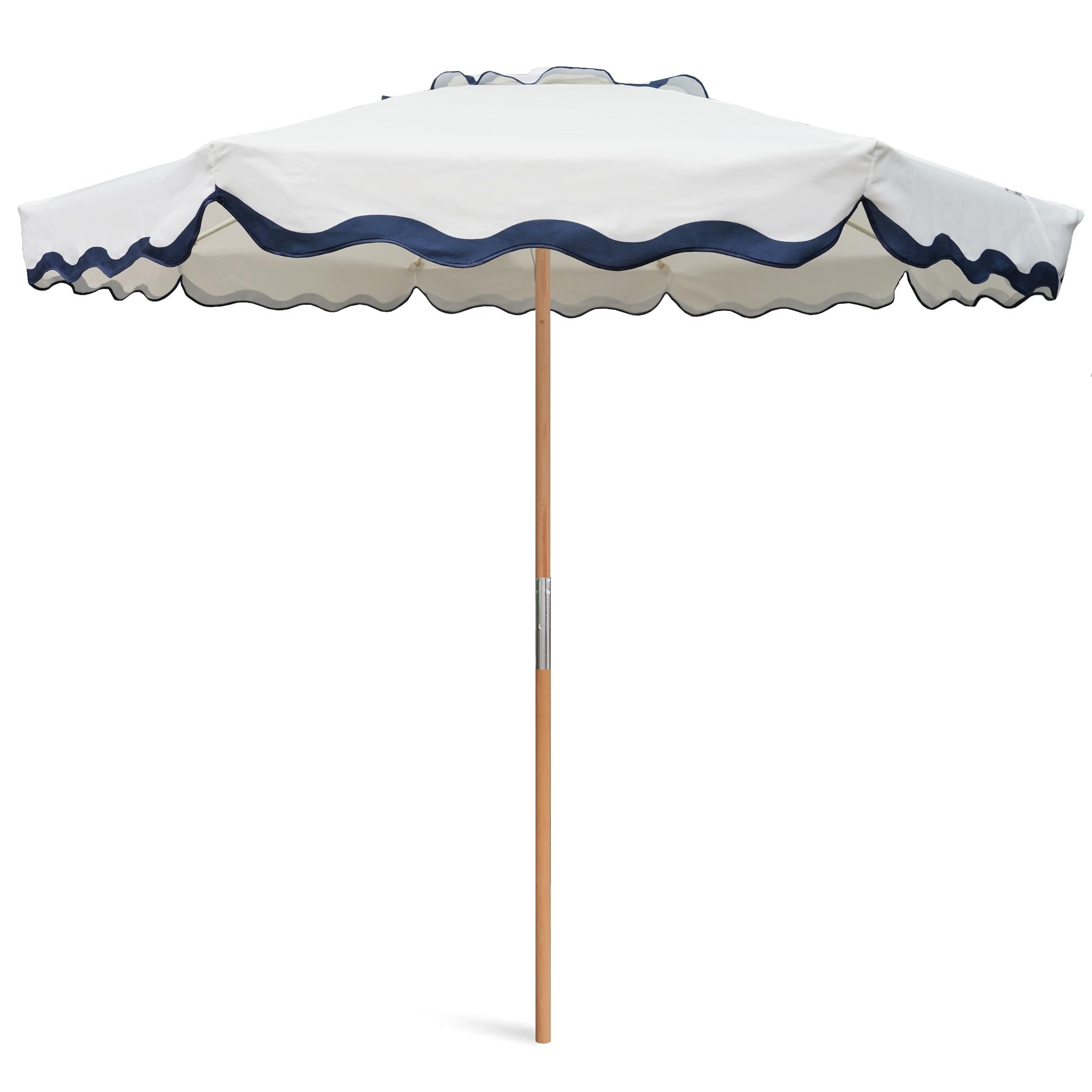 ammsun 7.8ft seashore umbrella, outdoor umbrella, boho beach & patio umbrella with uv 50+ air vent ash wood pole carry bag & water-resistant canvas