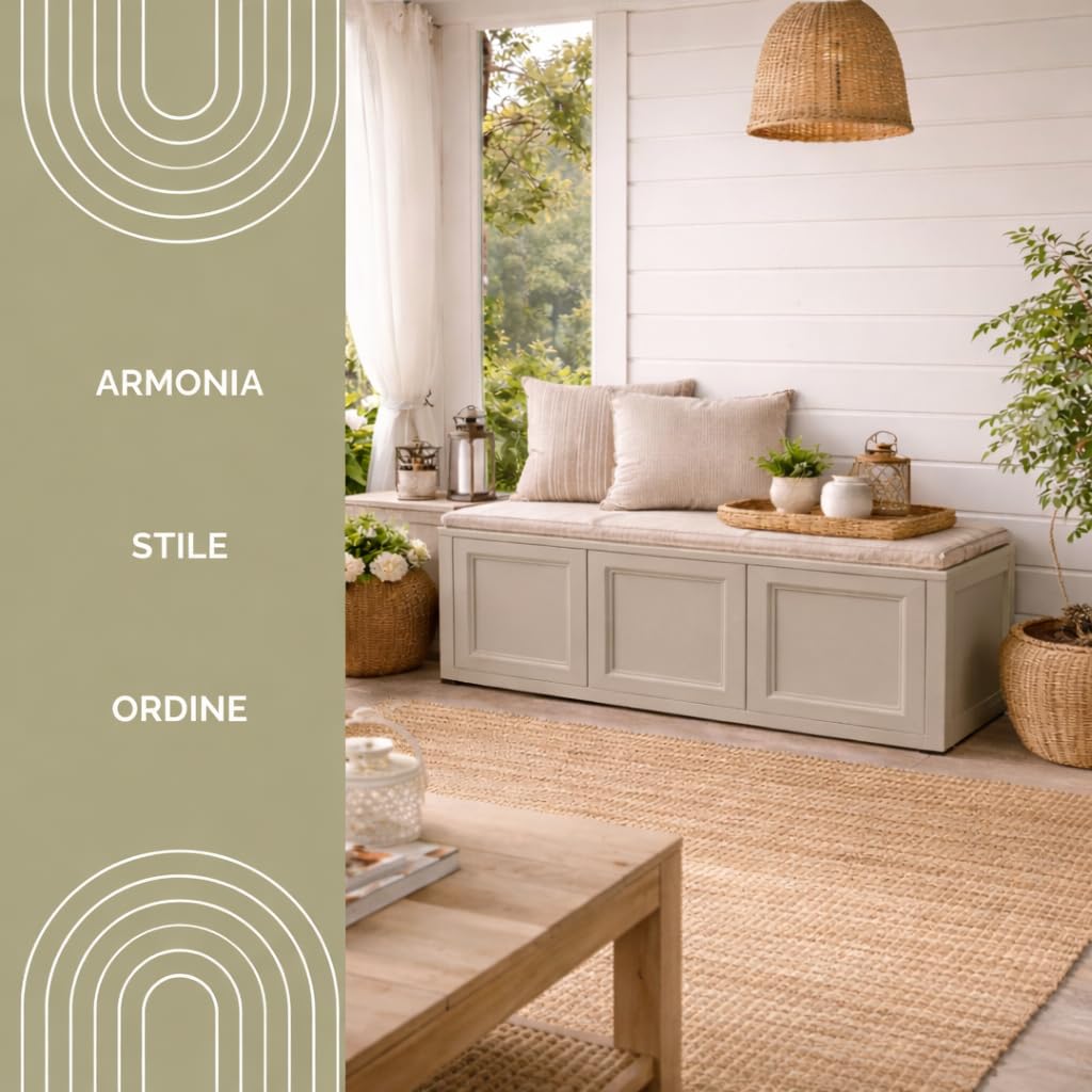 Baule Contenitore in Plastica 125 x 40 x 42 cm – Cassapanca Salvaspazio per Balcone, Terrazzo e Ambienti Esterni Coperti (Taupe)