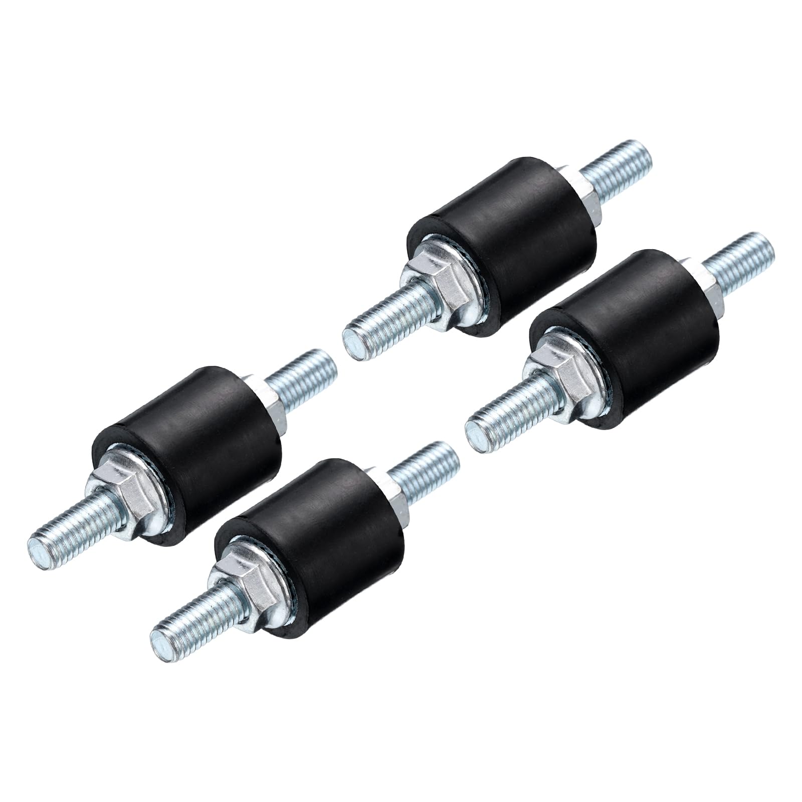 QUARKZMAN 4pcs Silent Bloc avec Goujon Mâle M5x15mm, Supports d'Isolation Caoutchouc 15x15mm, Amortisseurs Mécaniques de Vibrations et 8 Écrous M5 pour Compresseur Générateur Machine à Laver