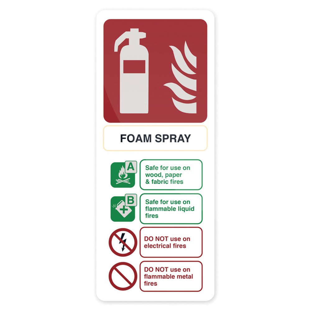 Fixman 848910 Self-Adhesive Foam Spray Extinguisher Sign 202 x 82mm