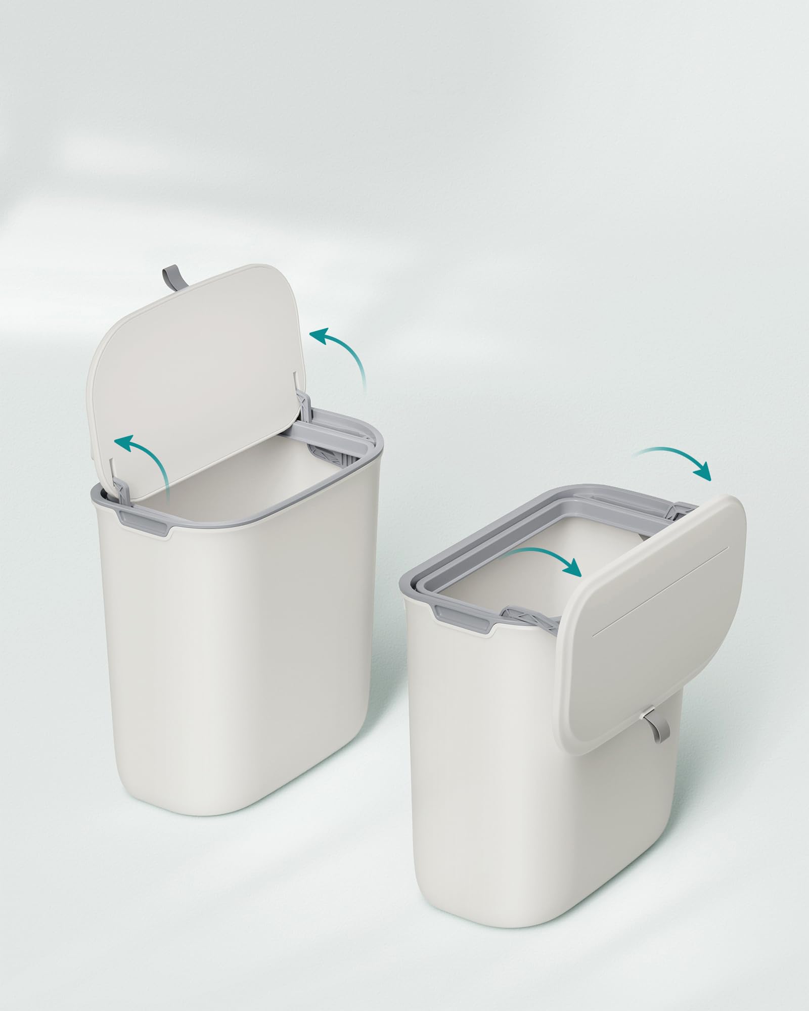 SONGMICS LTB820W9 Wiszący kosz na śmieci, wiadro kuchenne 9 l z pokrywką na odpady, ścienny kosz na śmieci, do zawieszania na drzwiczkach szafki, pod umywalkę, biały