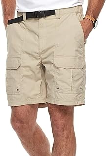 Pantalones cortos de carga elásticos laterales con cinturón ligero para hombre de ajuste clásico, color beige