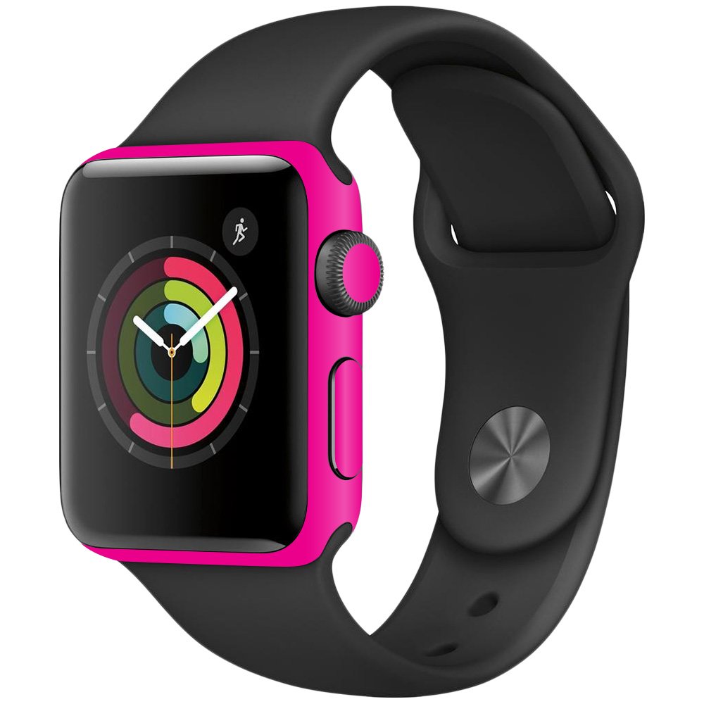 MightySkins Skin Compatible with Apple Watch Series 2 38mm - Solid Hot Pink | Protective, Durable, and Unique Vinyl Decal wrap Cover | Easy to Apply, Remove, and Change Styles | Made in The USA