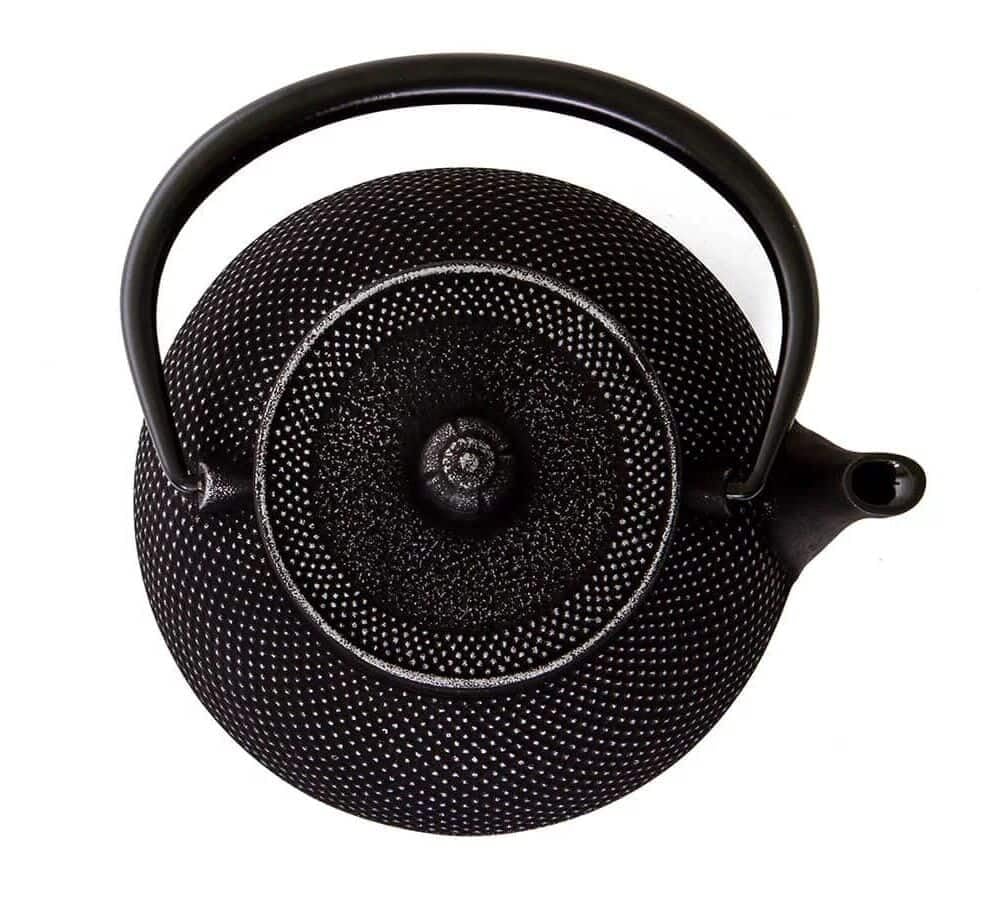 Iwachu Arare Gusseisen Teekanne - Schwarz-Silber 1.2L