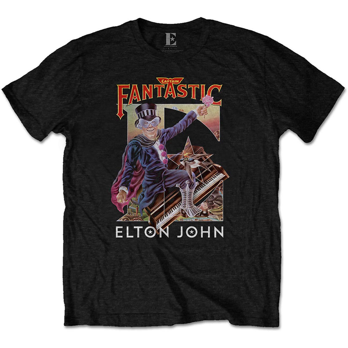 Elton John Captain Fantastic Official Tee T-Shirt Mens Unisex (X-Large) Black