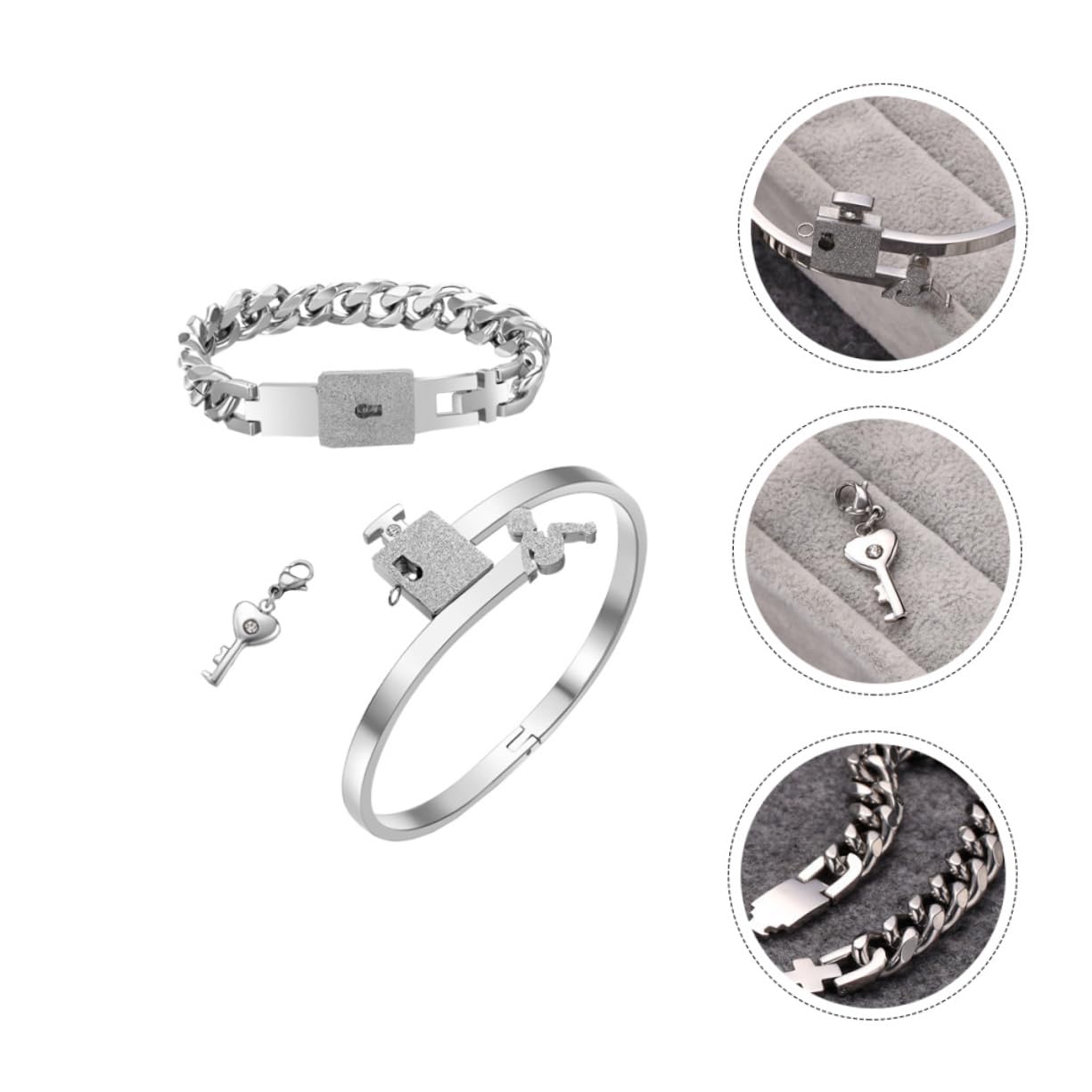 SHERCHPRY Juego De 2 Pares De Pulseras Elegantes Y Resistentes Para Parejas A Juego Para El Día De San Valentín.