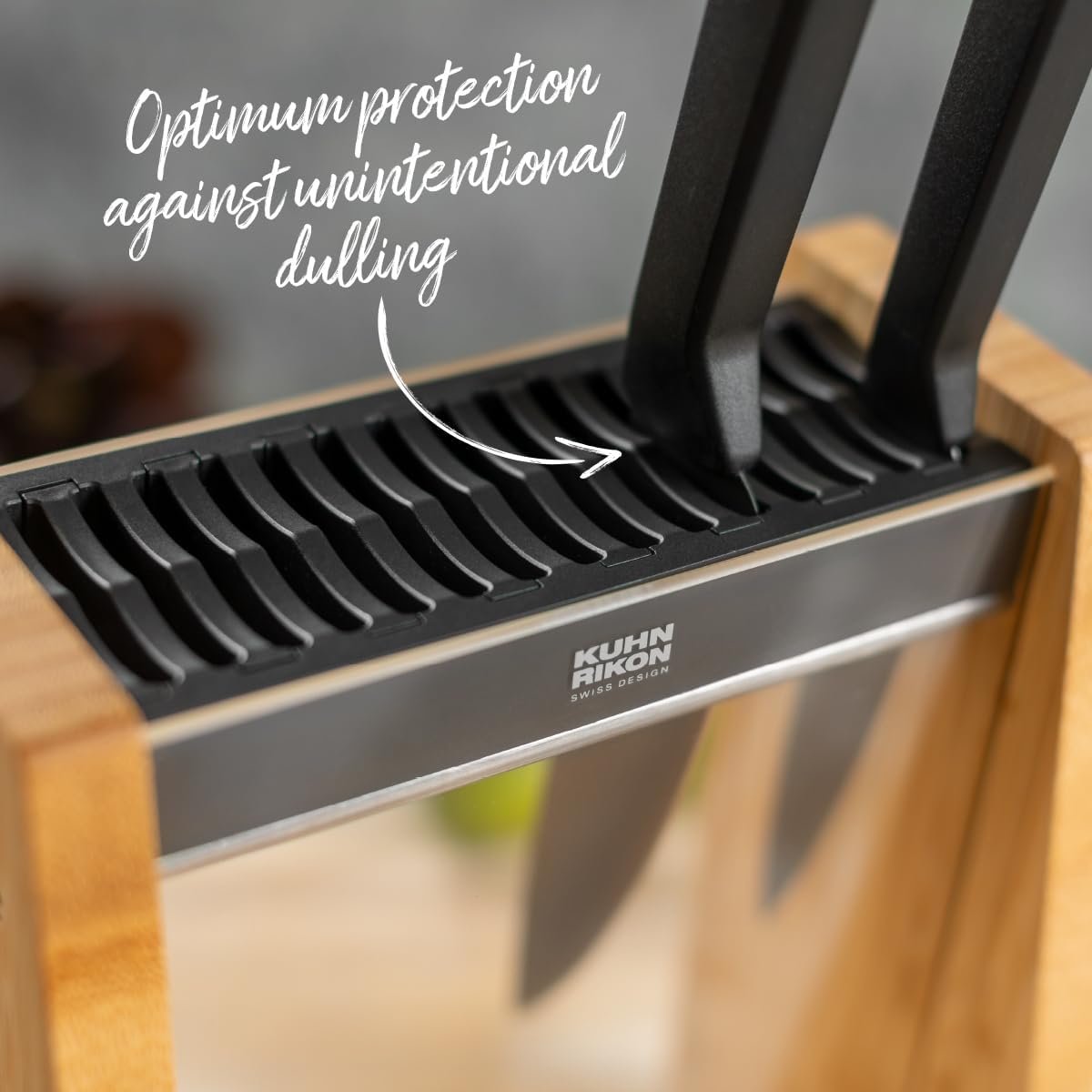 KUHN RIKON ICED Knife Block, Modern Knife Storage, Bamboo and Clear Panels, Removable Top Insert, Space Saving Countertop Knife Block