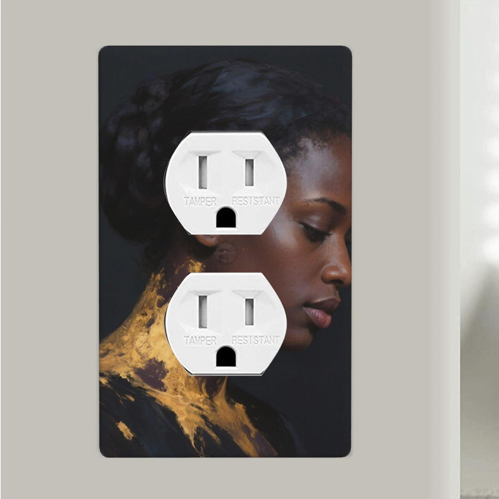 Fekiloot Women's Black Duplex Outlet Covers Wall Plates 1-Gang Switch Outlet Electrical Cover Plate Unbreakable Polycarbonate Switchplate Cover Faceplate For Bathroom Kitchen Home Decor