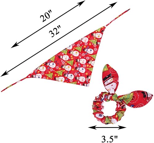 Miniatura 2 de Bandanas navideñas para perros con corbatín a juego, juego de baberos triangulares reversibles, bufanda, accesorios para perros, gatos, mascotas y