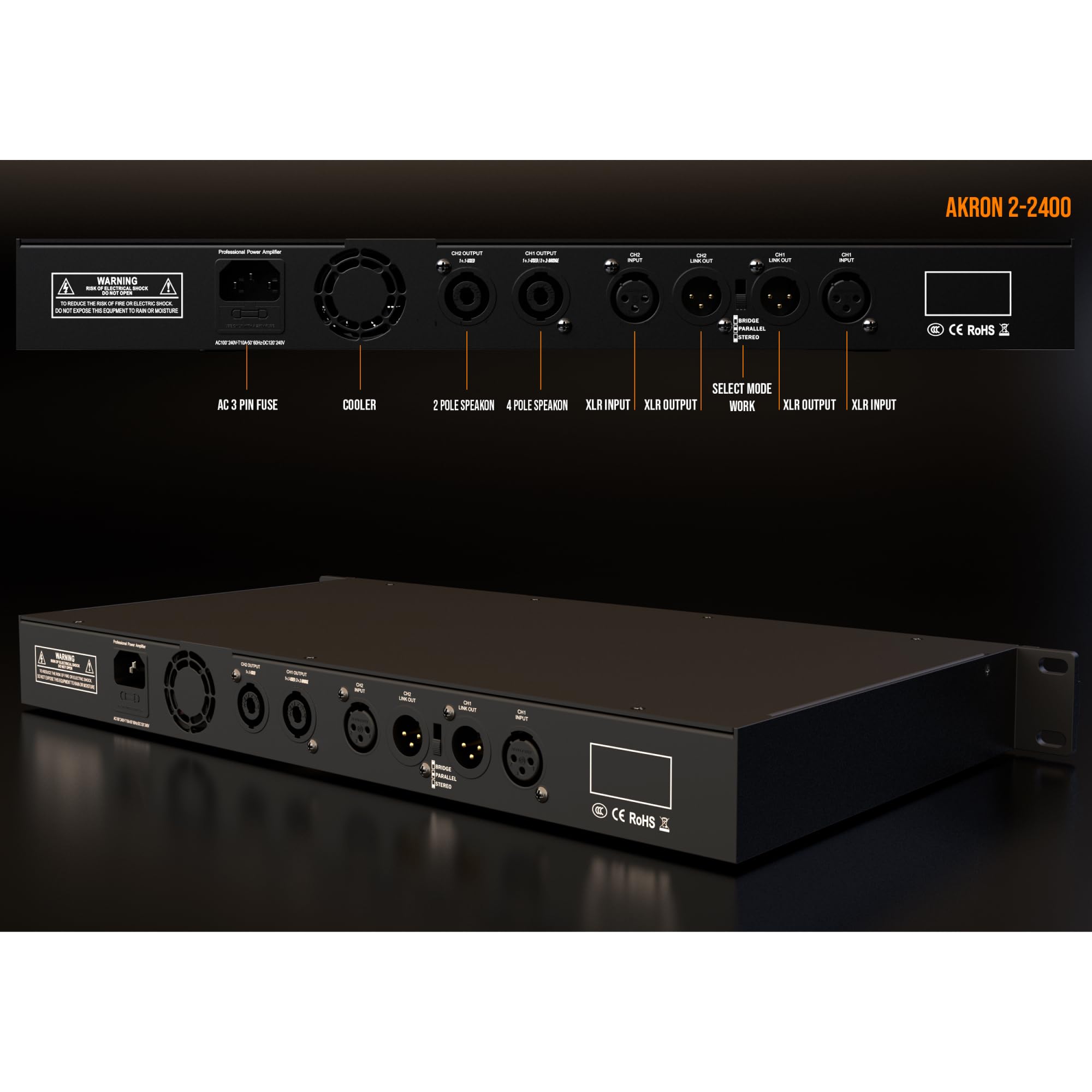 Audibax Akron 2-2400 Amplificador de Potencia Digital