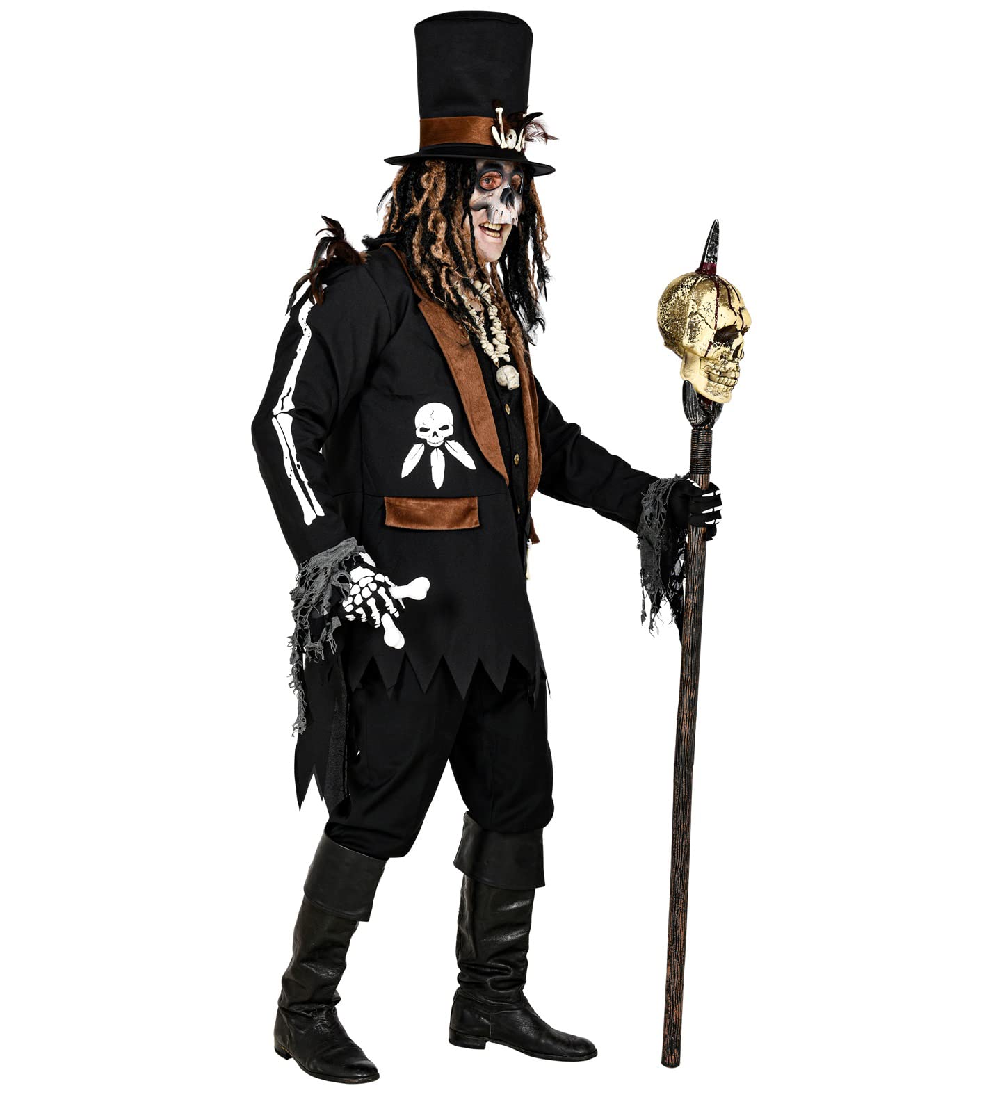 W WIDMANN MILANO Party Fashion - Voodoo Priest Costume for Men Skeleton, Skulls, Halloween, Carnival, Theme Parties - Image 3