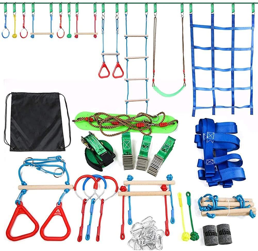 Amazon.com: SXXJ 65ft Slackline Obstacle Course for Kids