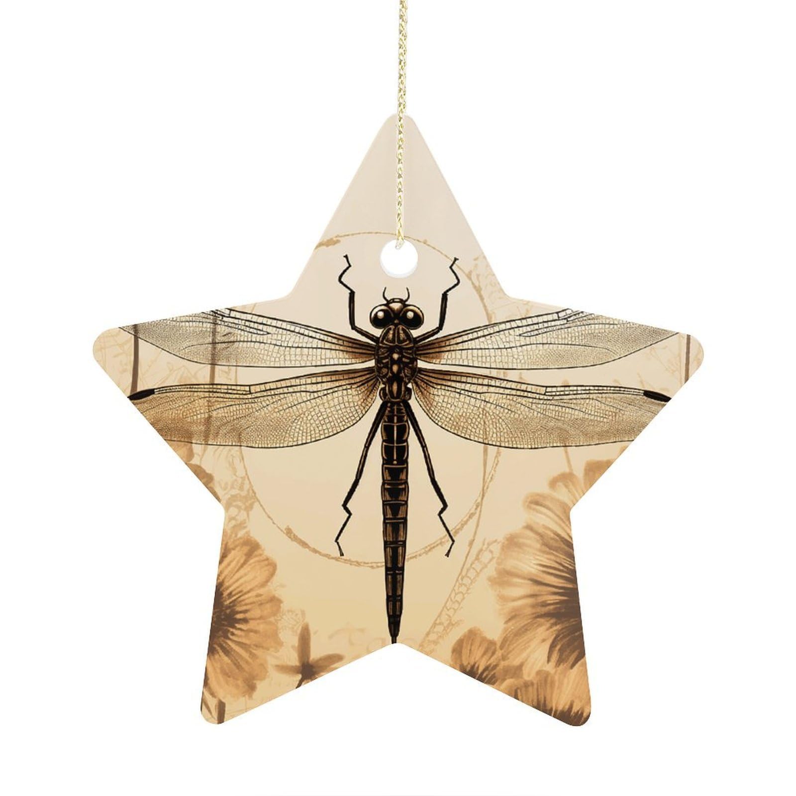 Fodpand Women's Style Dragonfly On Sunflower Ornament With String, Keepsake Hanging Decorations,Ceramic Ornaments For Men Indoor Home Holiday Party Gifts