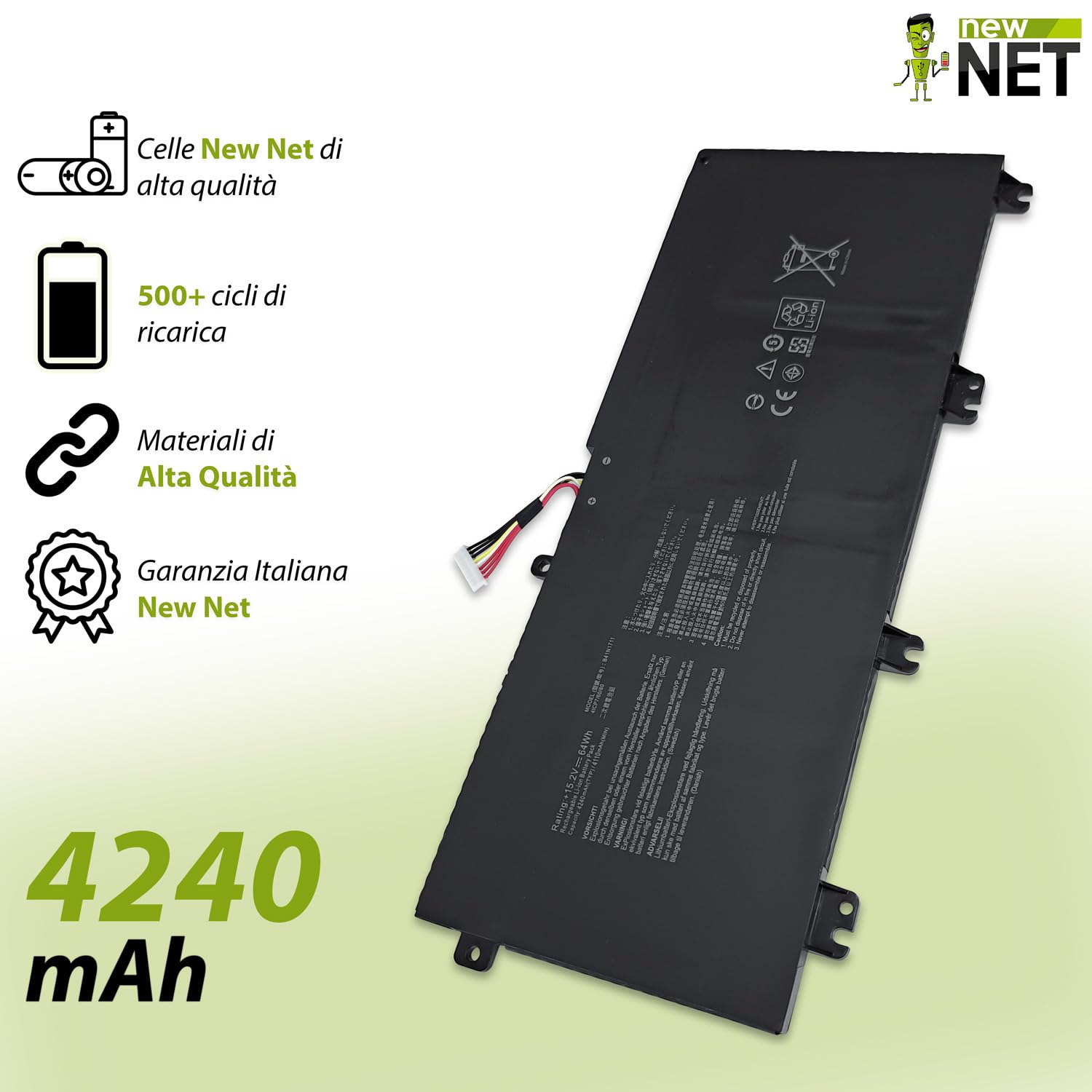 New Net - Batteria B41N1711 [15.2V - 4240mAh] compatibile con ASUS TUF Gaming F705D, F705DT, FX705, FX705D, FX705DD, FX705DT, FX705DU, FX705DY, FX705G, FX705GD, FX705GE