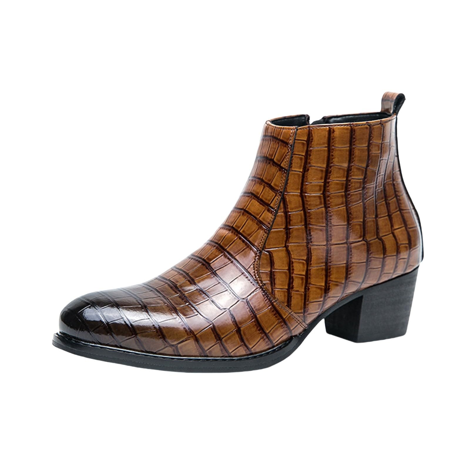 Men's Chelsea Boots with Side Zip - Leather Shoes Men's Classic Ankle Boots Riding Boots Smooth Leather Business Shoes Formal Suit Shoes Business Chukka Boots, brown, 10 UK