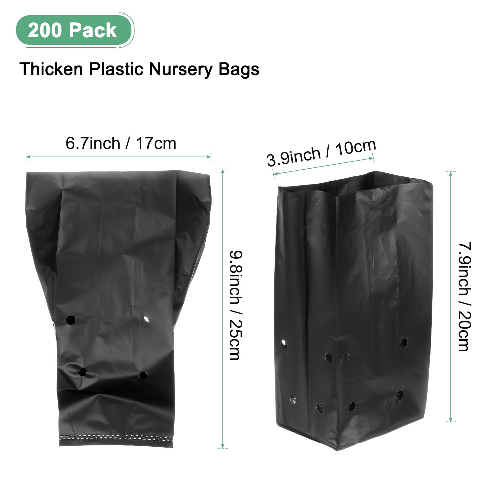 M METERXITY 200-Pack Nursery Growing Bags - Image 3