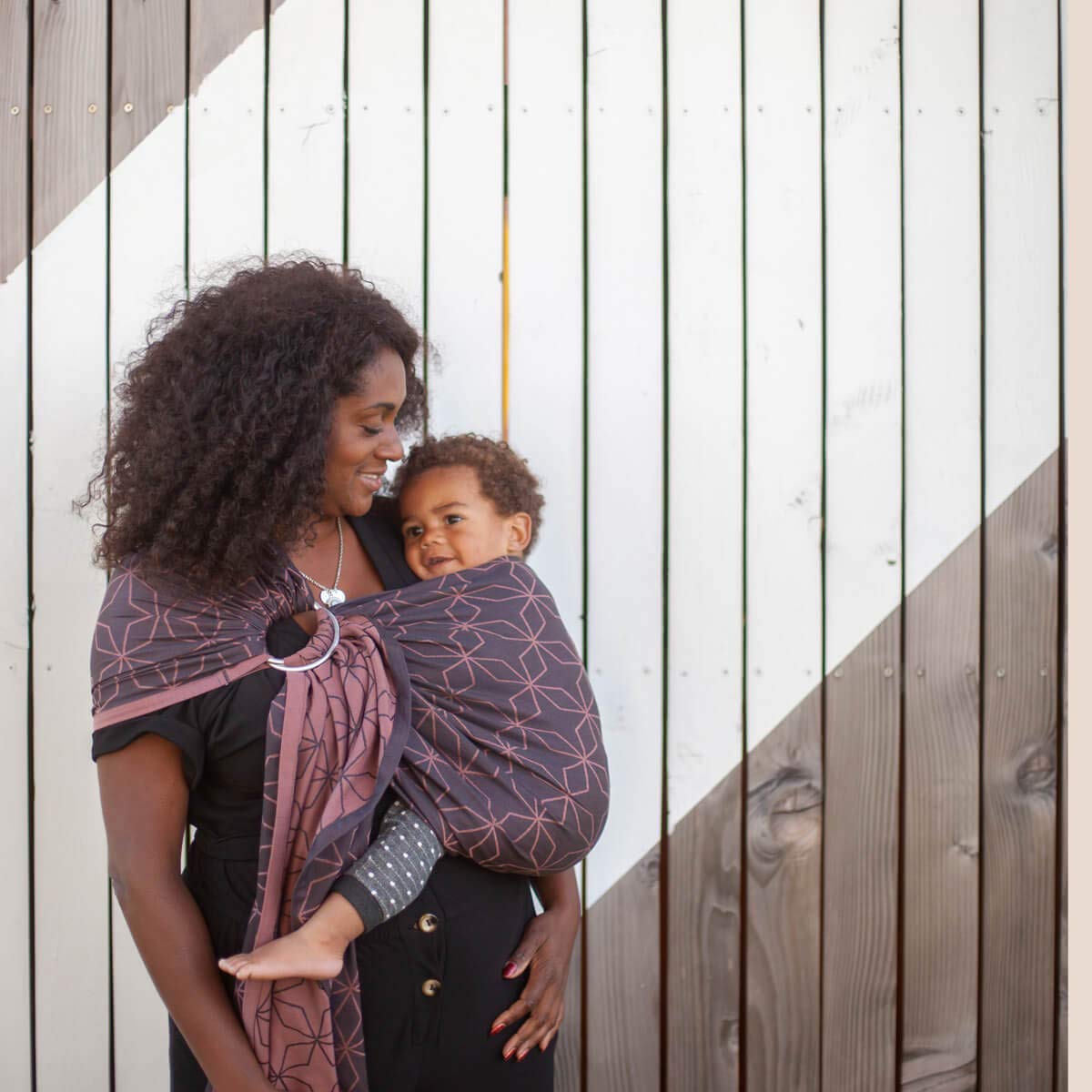 Hoppediz Ring-Sling, Baby-Tragetuch ab Geburt, 100 % kbA-Baumwolle, Design Malmö rose - 5